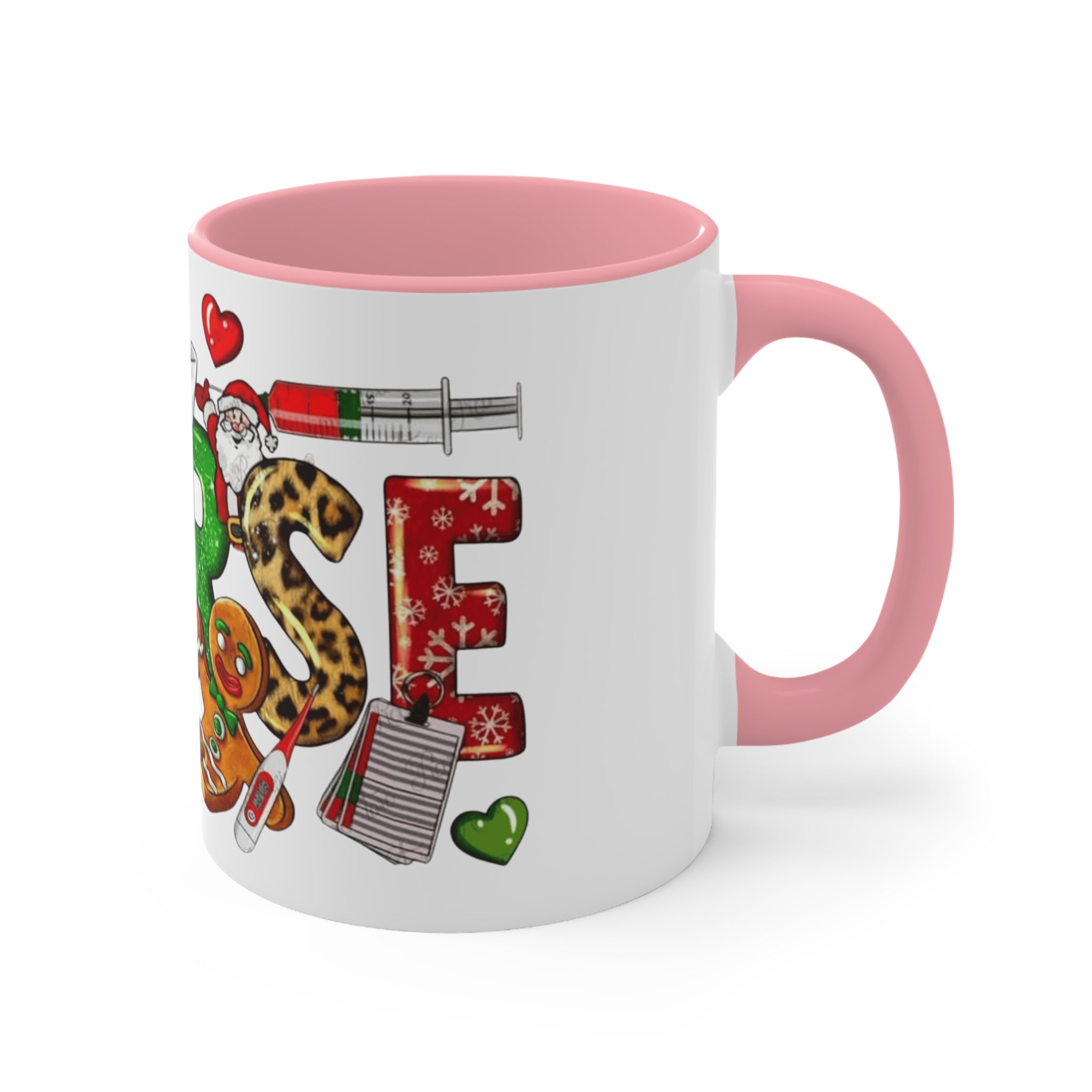 Christmas Nurse Accent Mug — Festive Healthcare Holiday Coffee Cup with Gingerbread & Candy Cane Design Medical Christmas Mug