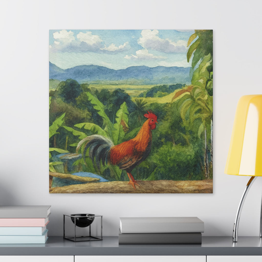 These Puerto Rico inspired Rooster Morning Landscape Canvas