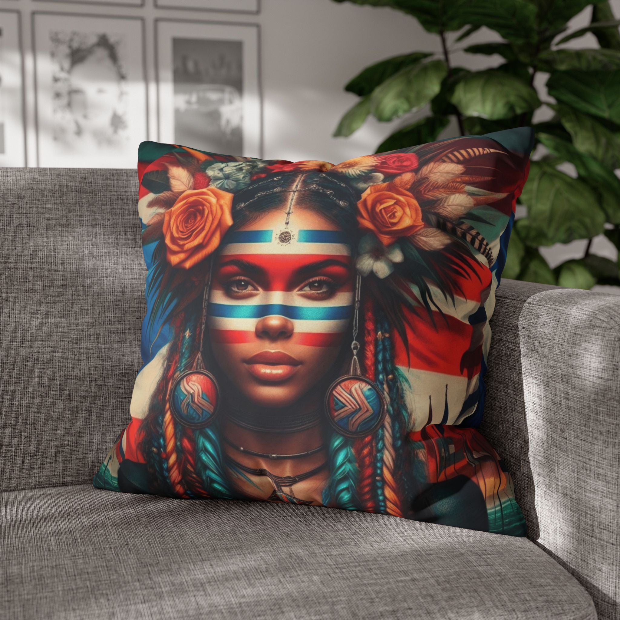 Tribal Goddess Decorative Pillow Puerto Rico Culture Pillow