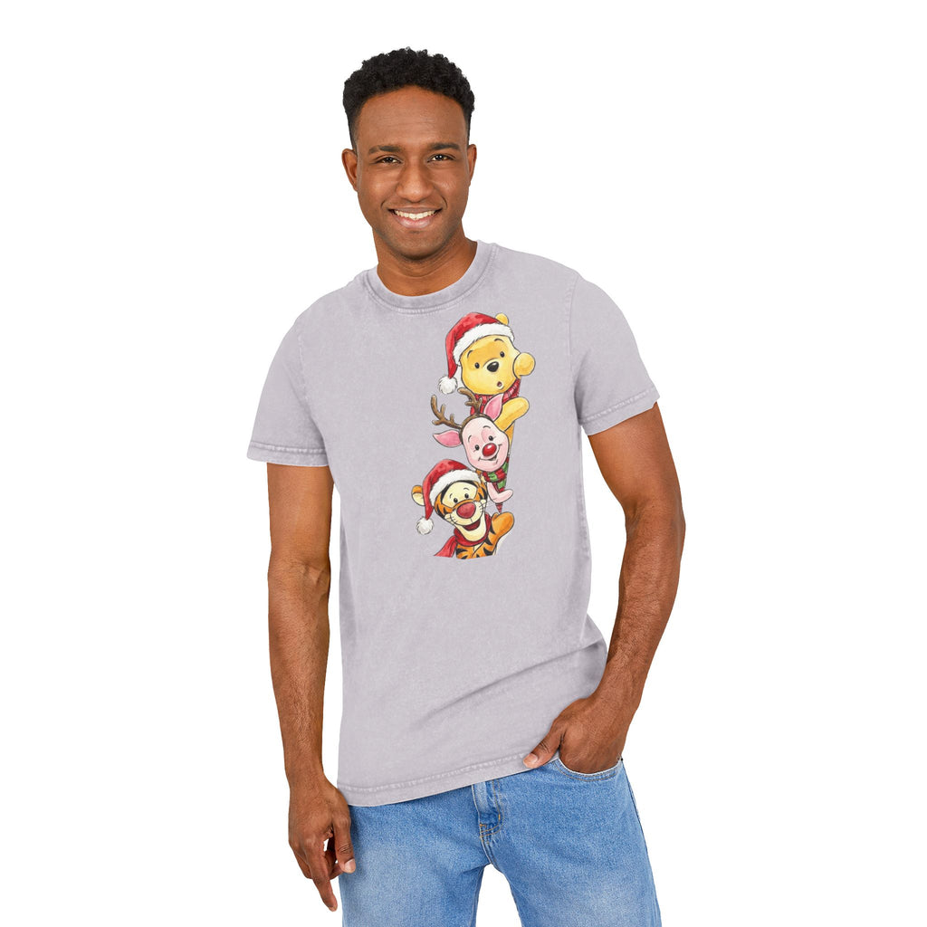 Christmas Character Stack Acid-Wash  Tee Cartoon Christmas T-shirts and Sweaters,