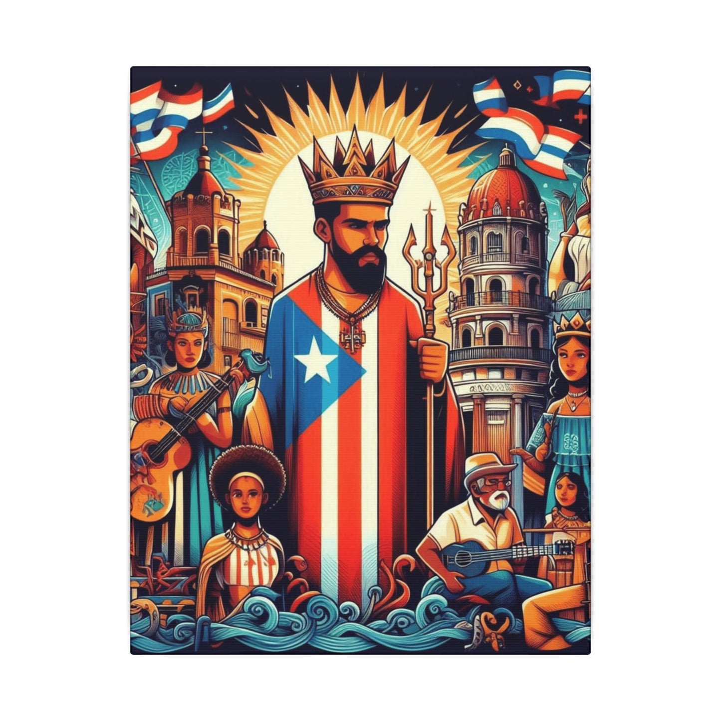 Vibrant Puerto Rican Art Canvas, Cultural Wall Decor, Celebration Decor, Unique Gift, Home Accent, Multi-Size