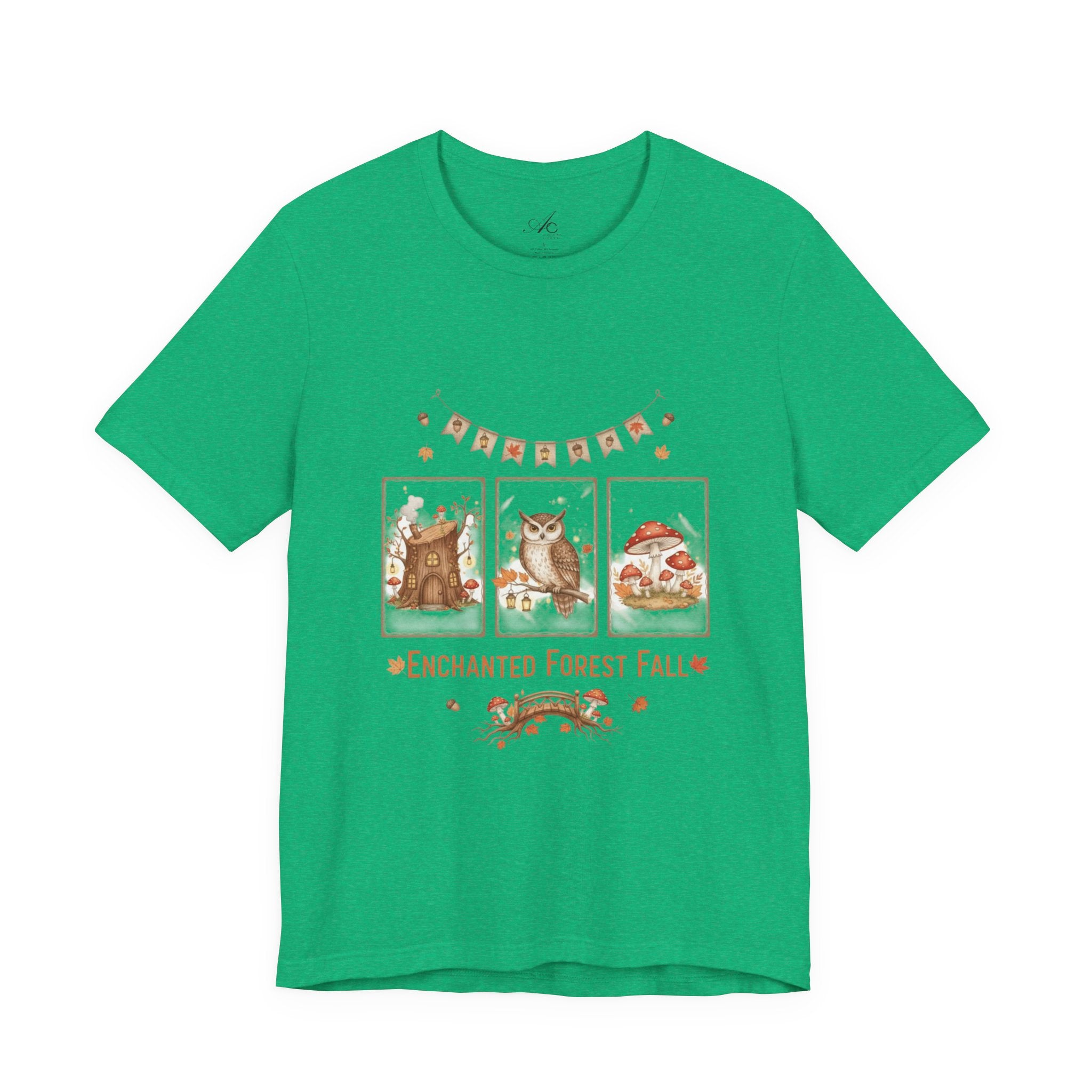 Enchanted Forest Fall Tee, Cute Owl Shirt, Autumn Graphic Tee, Nature Lover Gift, Cozy Fall Apparel, Wildlife T-Shirt, Unisex Fall Top