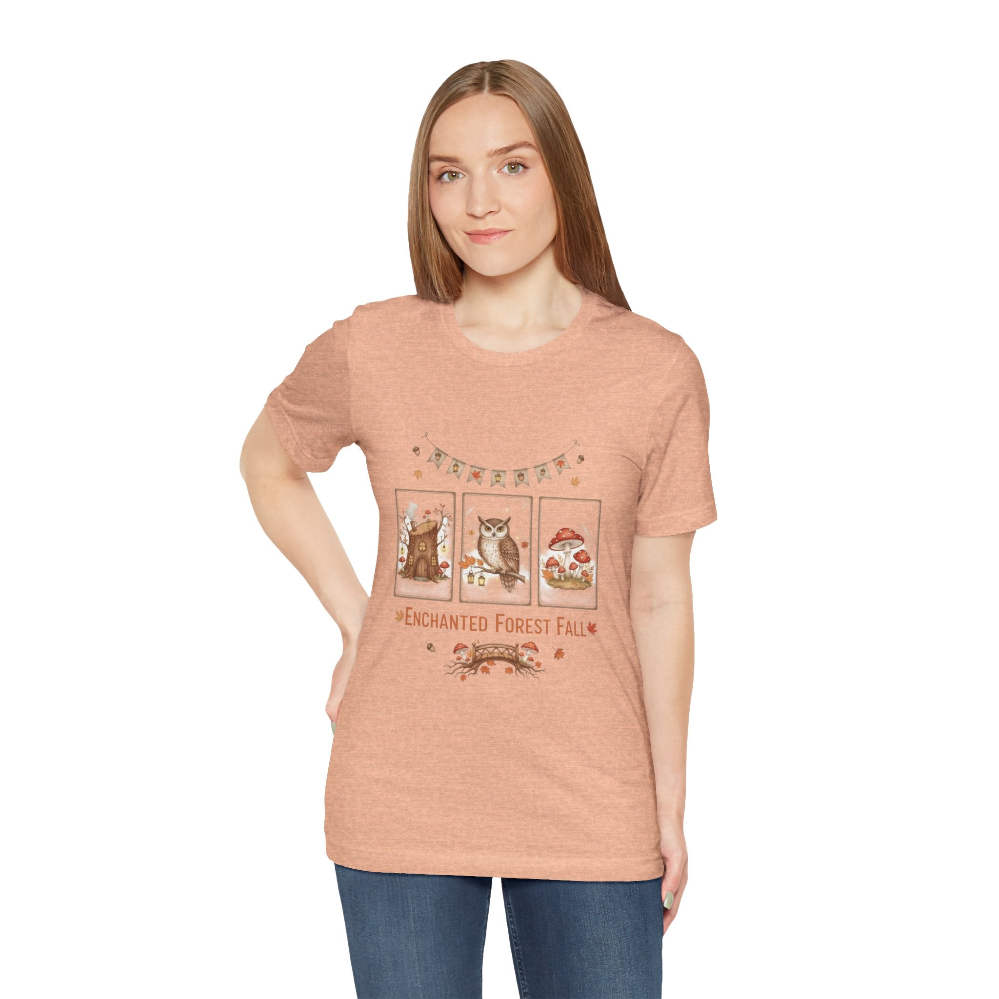 Enchanted Forest Fall Tee, Cute Owl Shirt, Autumn Graphic Tee, Nature Lover Gift, Cozy Fall Apparel, Wildlife T-Shirt, Unisex Fall Top