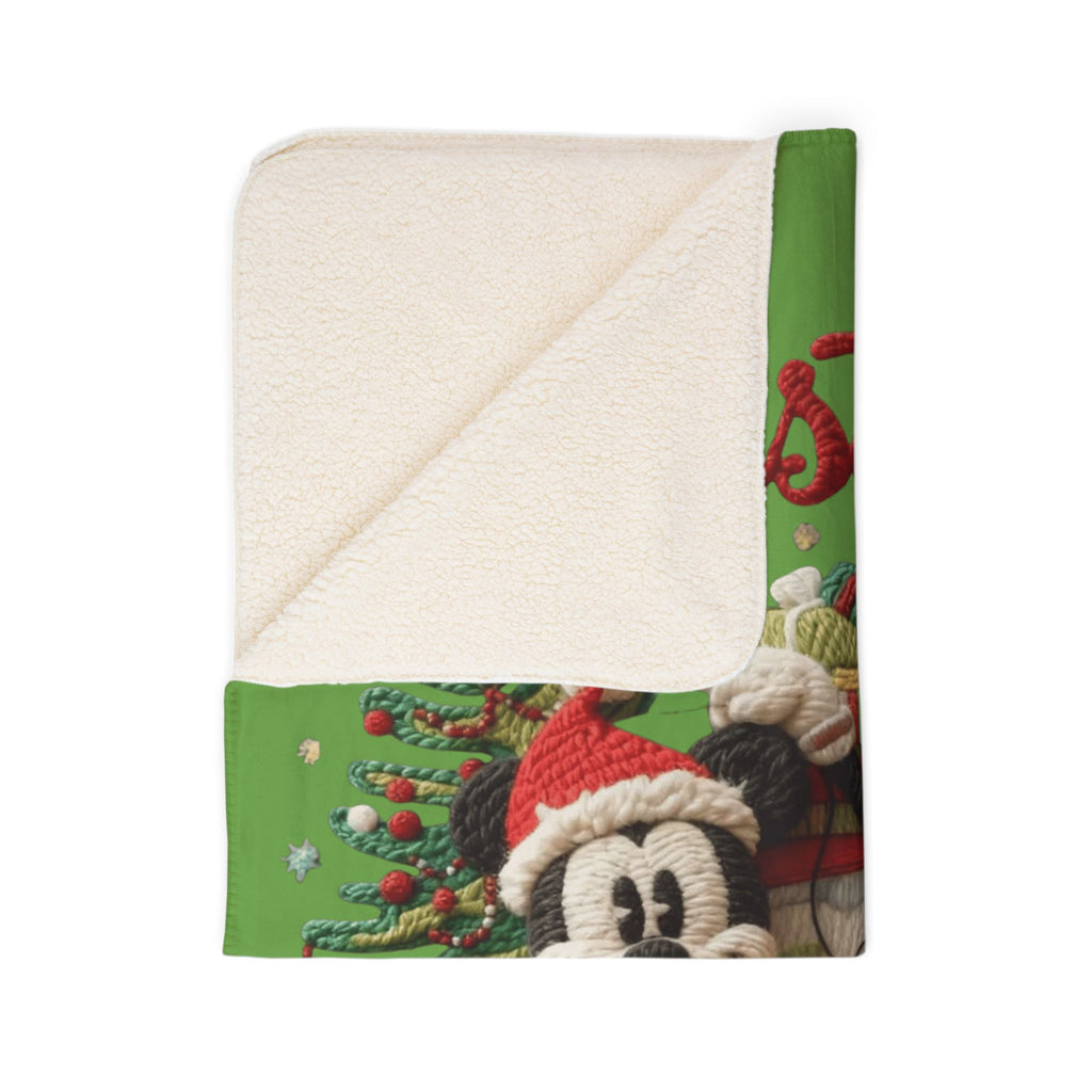 Christmas Sherpa Blanket — Holiday Mickey & Minnie Plush Knit Design