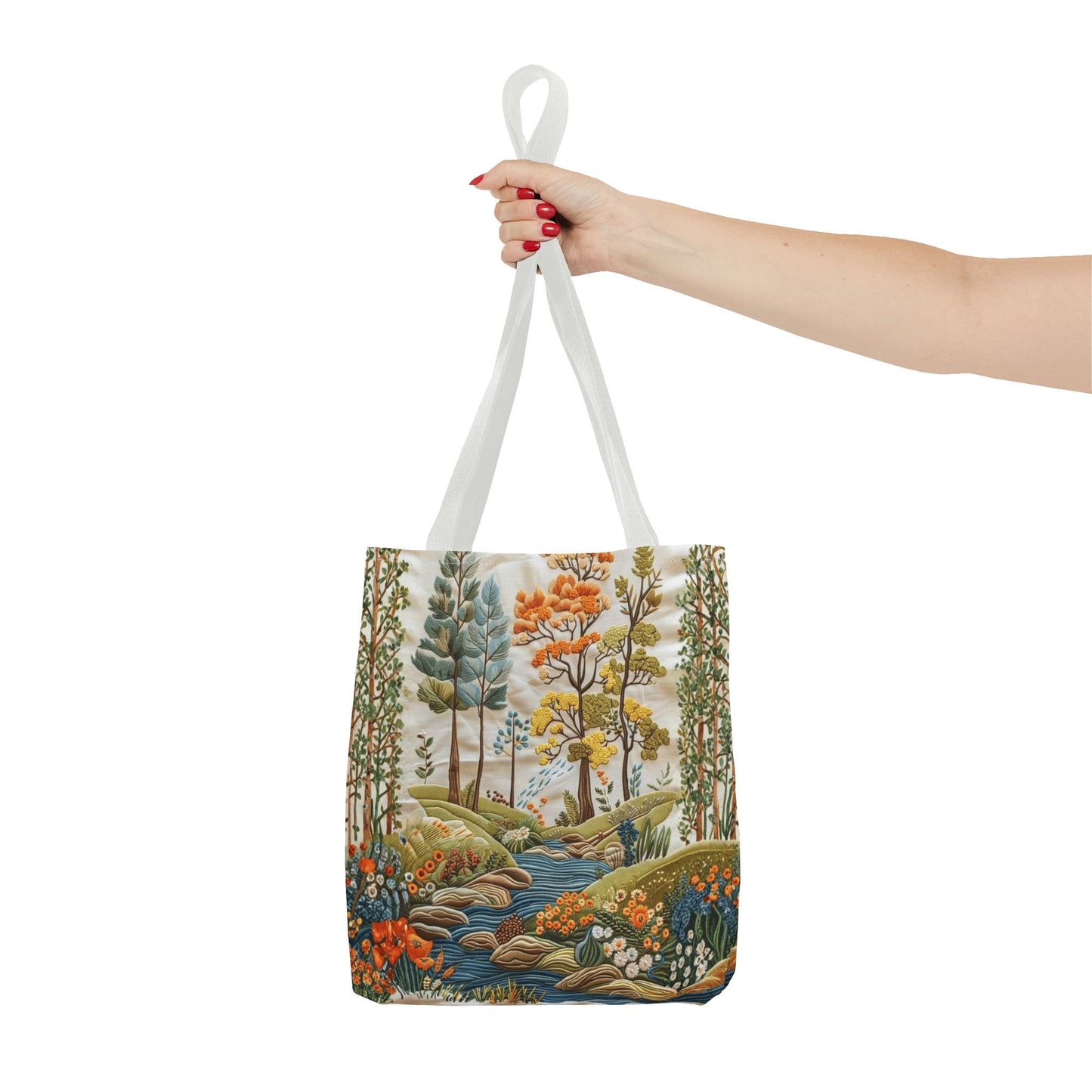 Scenic Meadow Tote Crochet-Decorated Tote Bags