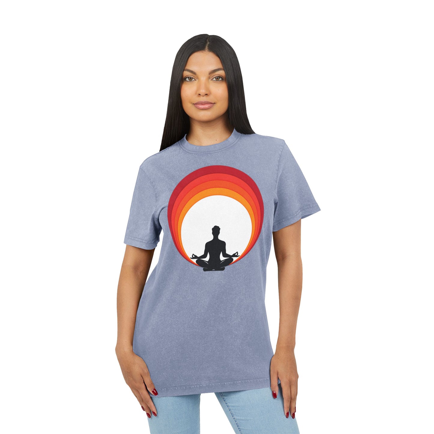 ✨ Let your outfit reflect your inner peace. Meditation Acid Washed Tee, Vintage Yoga Shirt, Relaxation Apparel, Gift for Mindfulness, Bohemian T-Shirt