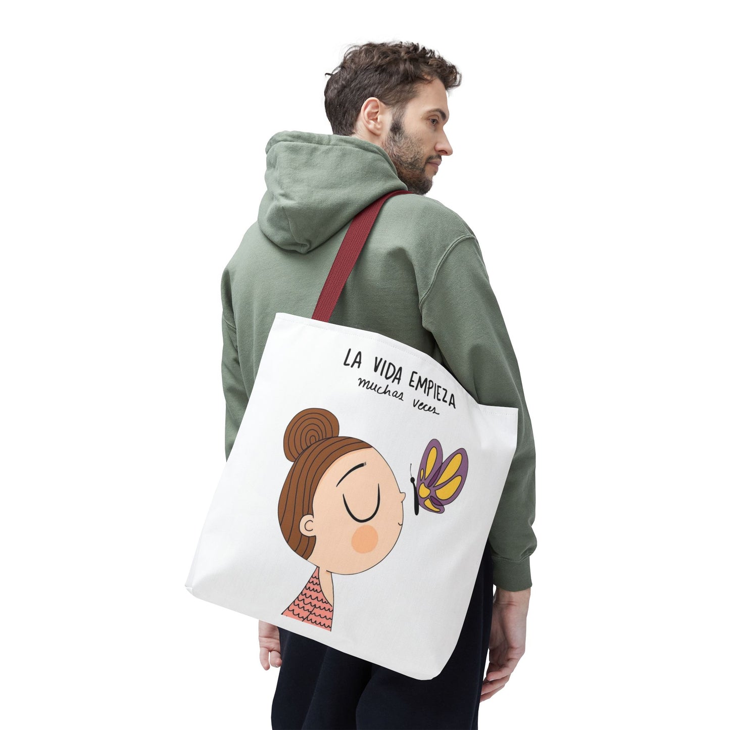 Lleva inspiración contigo a donde vayas, Eco-Friendly Carryall, Motivational Gift, Cute Reusable Shopper, Butterfly Design, Brighten Your Day
