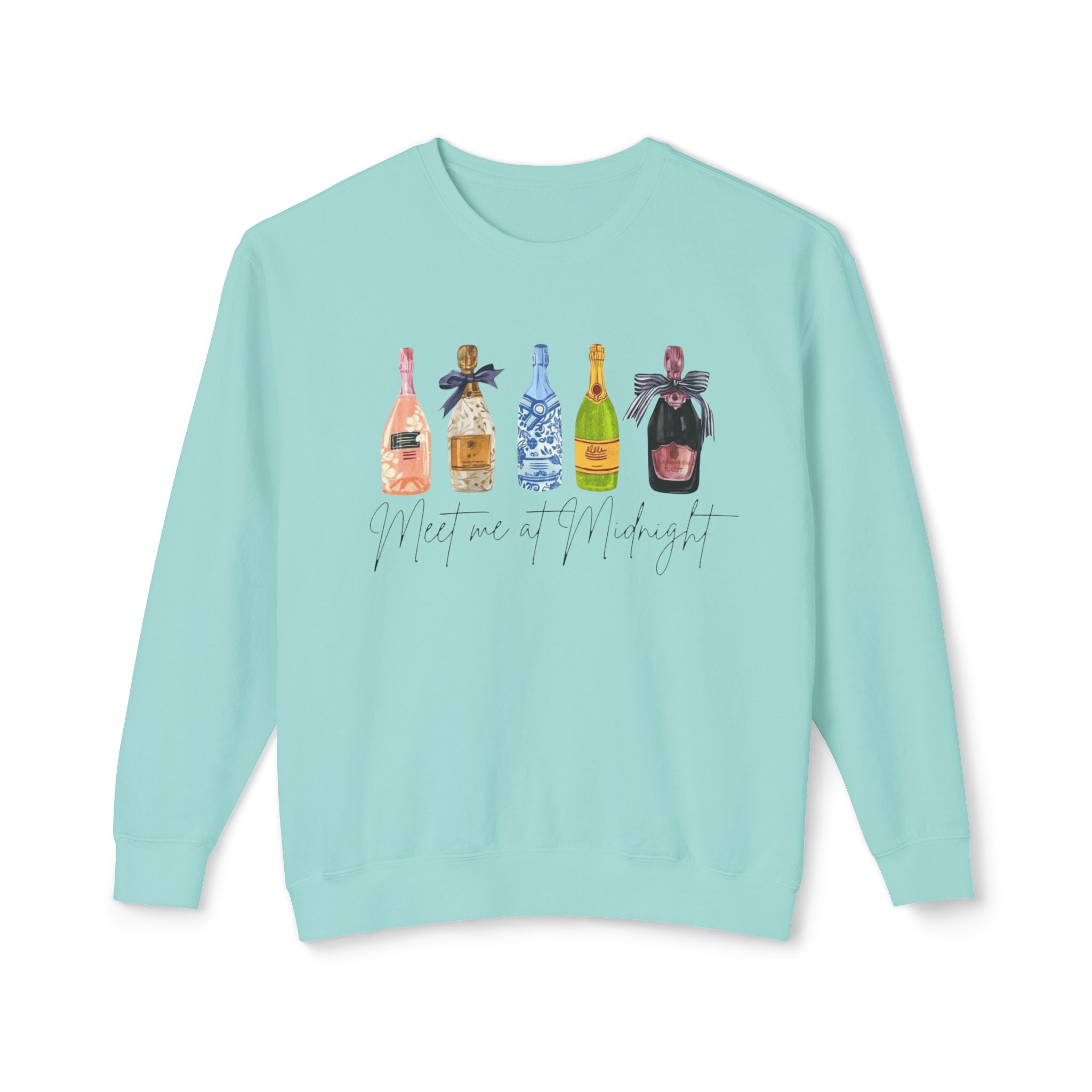 Champagne Bottles Crewneck Sweatshirt  Celebratory Bubbly Graphic
