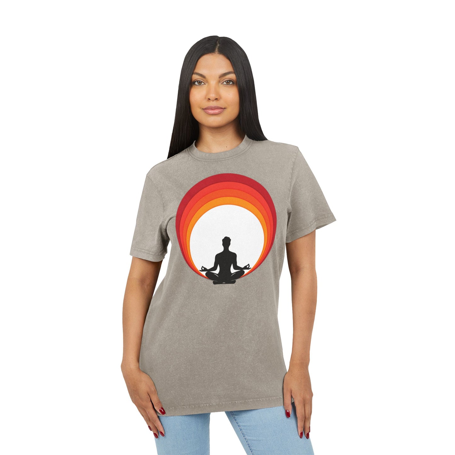 ✨ Let your outfit reflect your inner peace. Meditation Acid Washed Tee, Vintage Yoga Shirt, Relaxation Apparel, Gift for Mindfulness, Bohemian T-Shirt