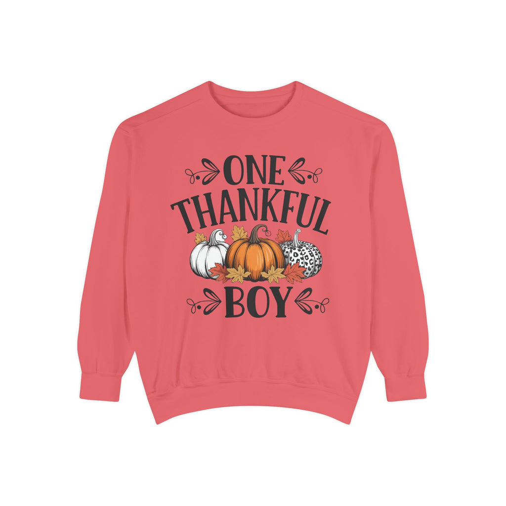 Thankful Boy Sweatshirt  Fall Pumpkin Thanksgiving Crewneck Fall T-Shirts and Sweatshirts Collection