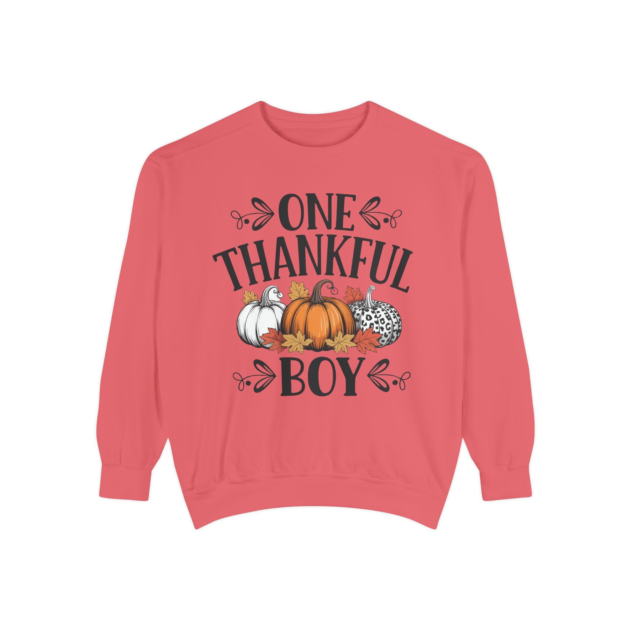 Thankful Boy Sweatshirt  Fall Pumpkin Thanksgiving Crewneck Fall T-Shirts and Sweatshirts Collection