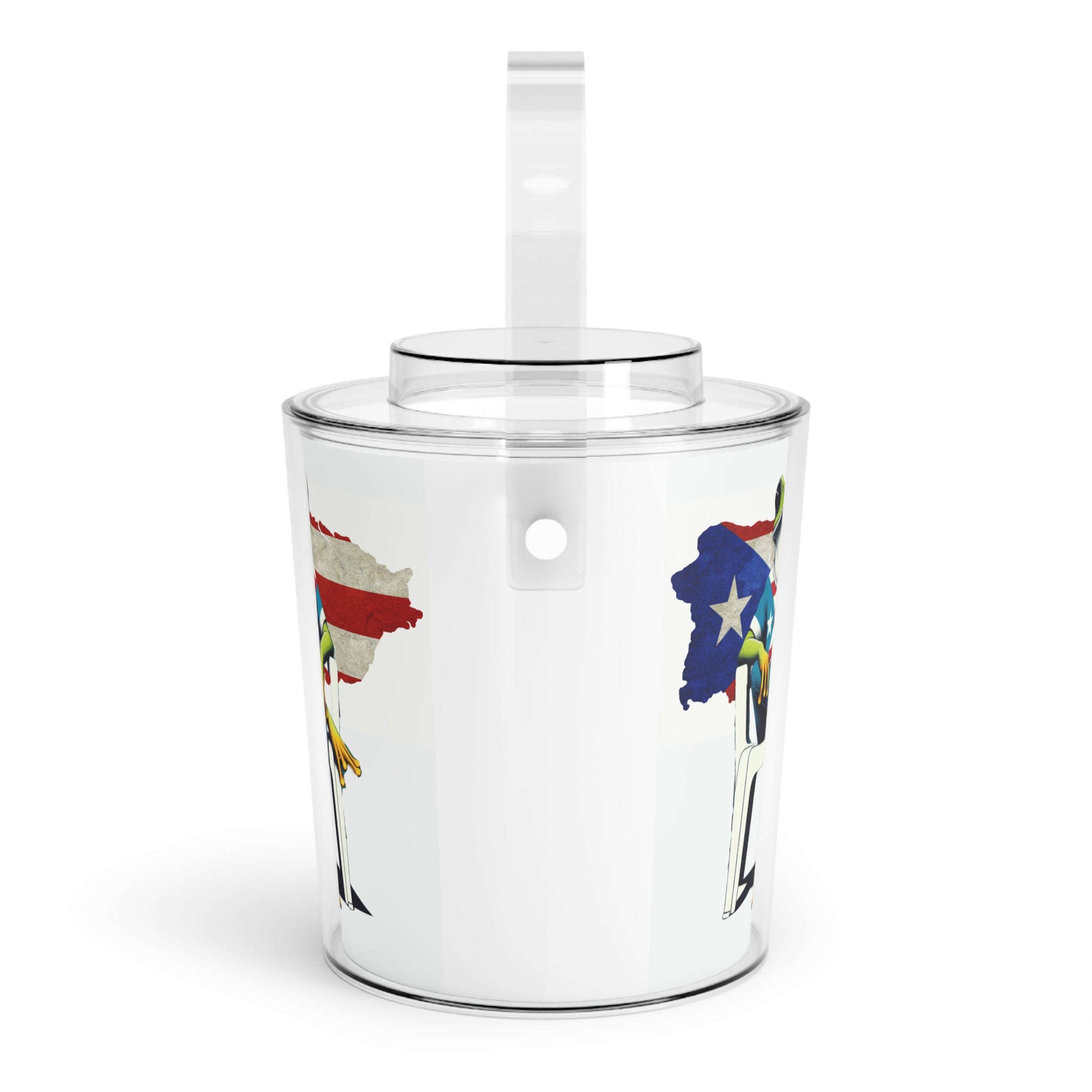 Puerto Rico Frog Patriotic Ice Bucket with Tongs Tropical Island Party Cooler hielera puerto rico