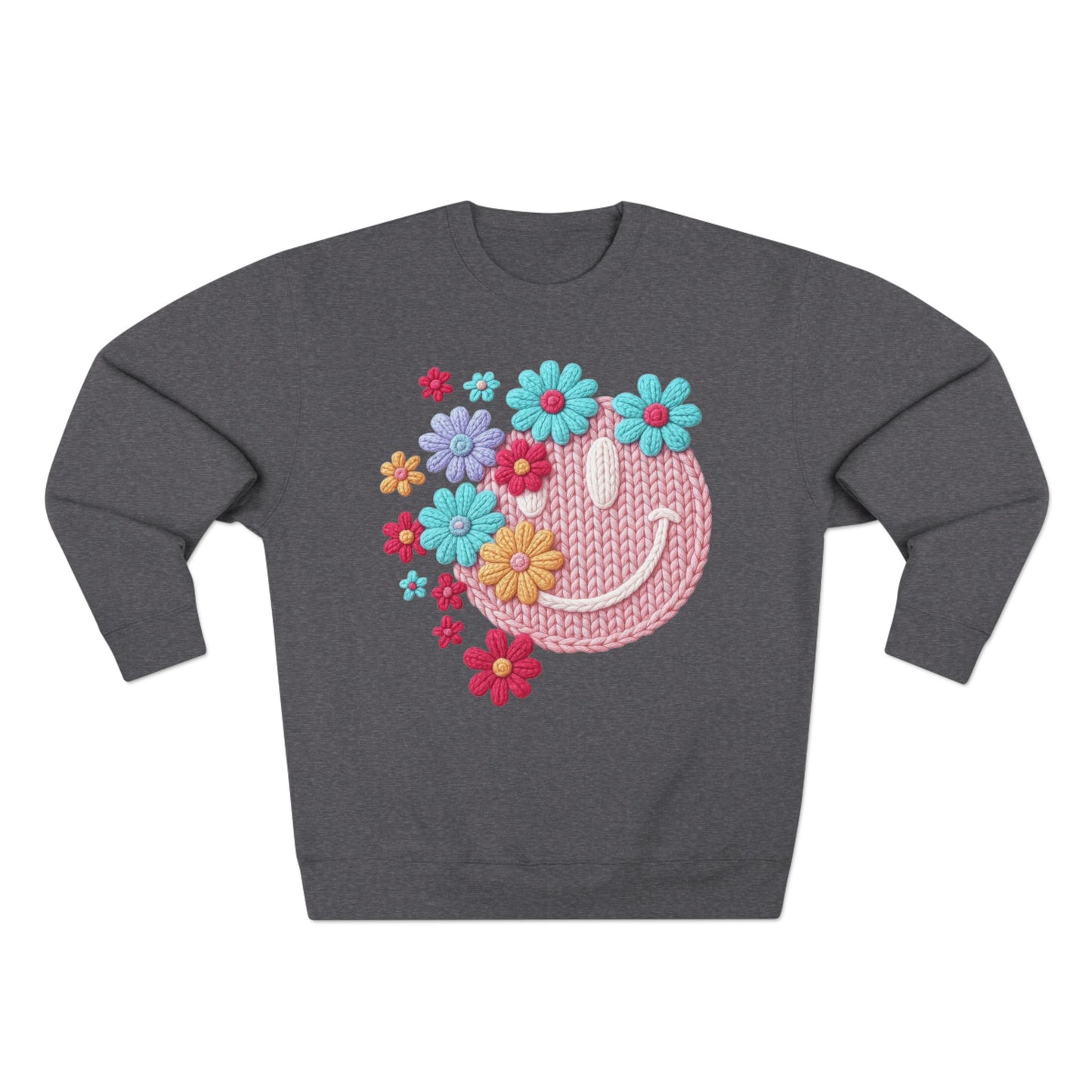Floral Knit Smile Sweatshirt Cozy, Unbothered