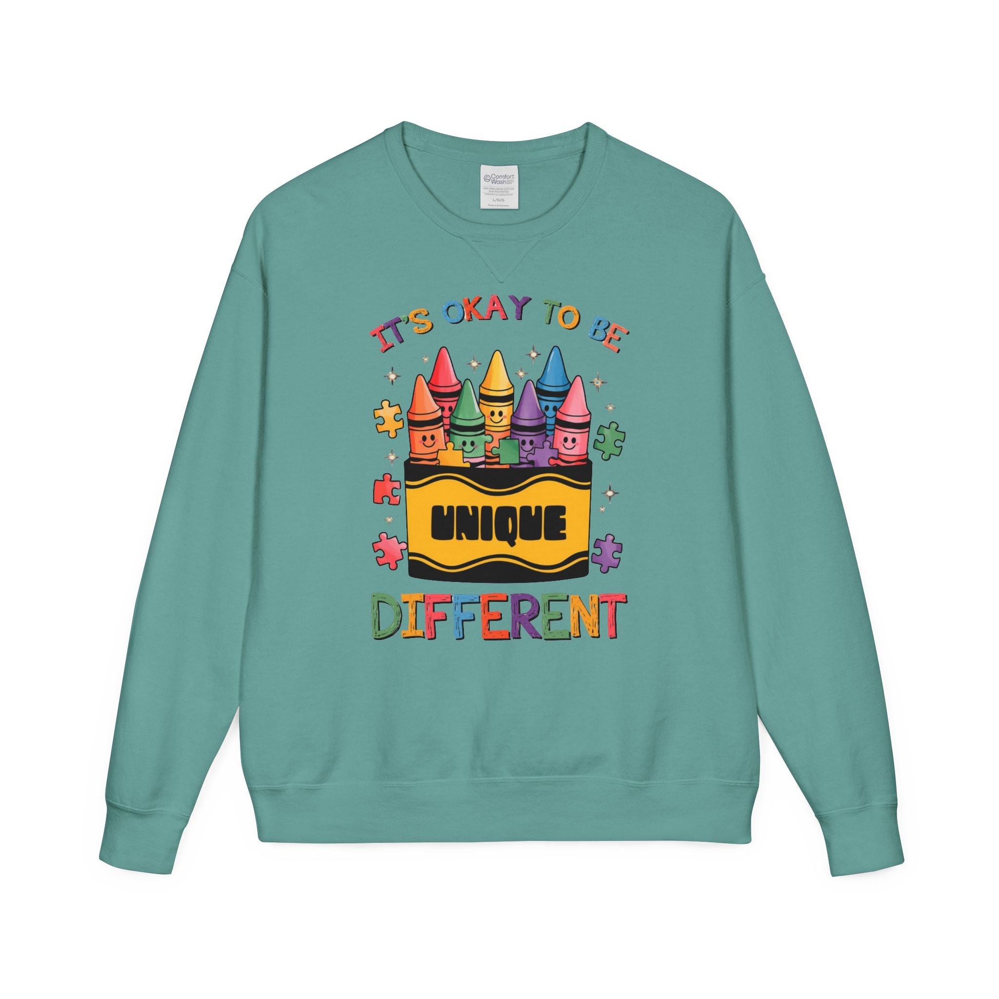 Autism Awareness & Pride Collection Unique & Different Crewneck Sweatshirt - Unisex ComfortWash®