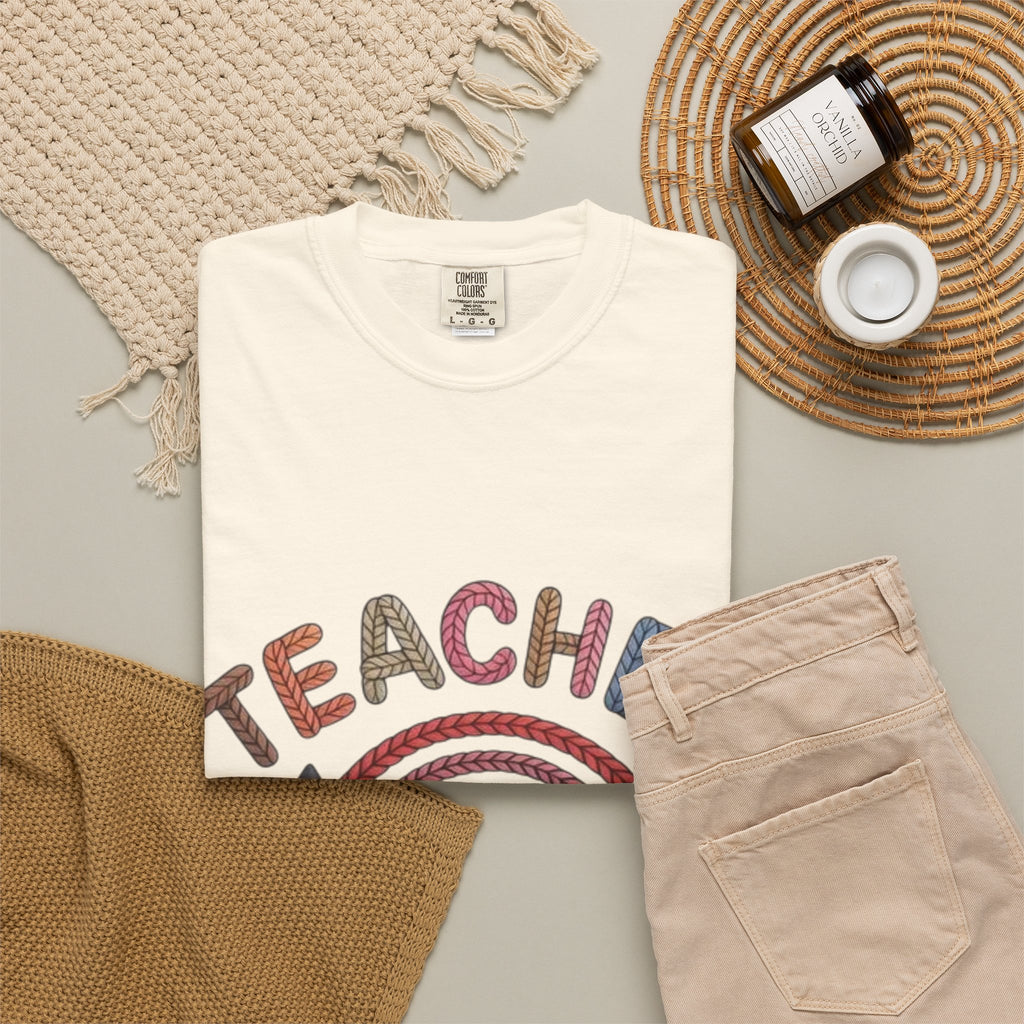 Teacher Rainbow Pencil & Apple T-Shirt — Back-to-School Gift for Educators