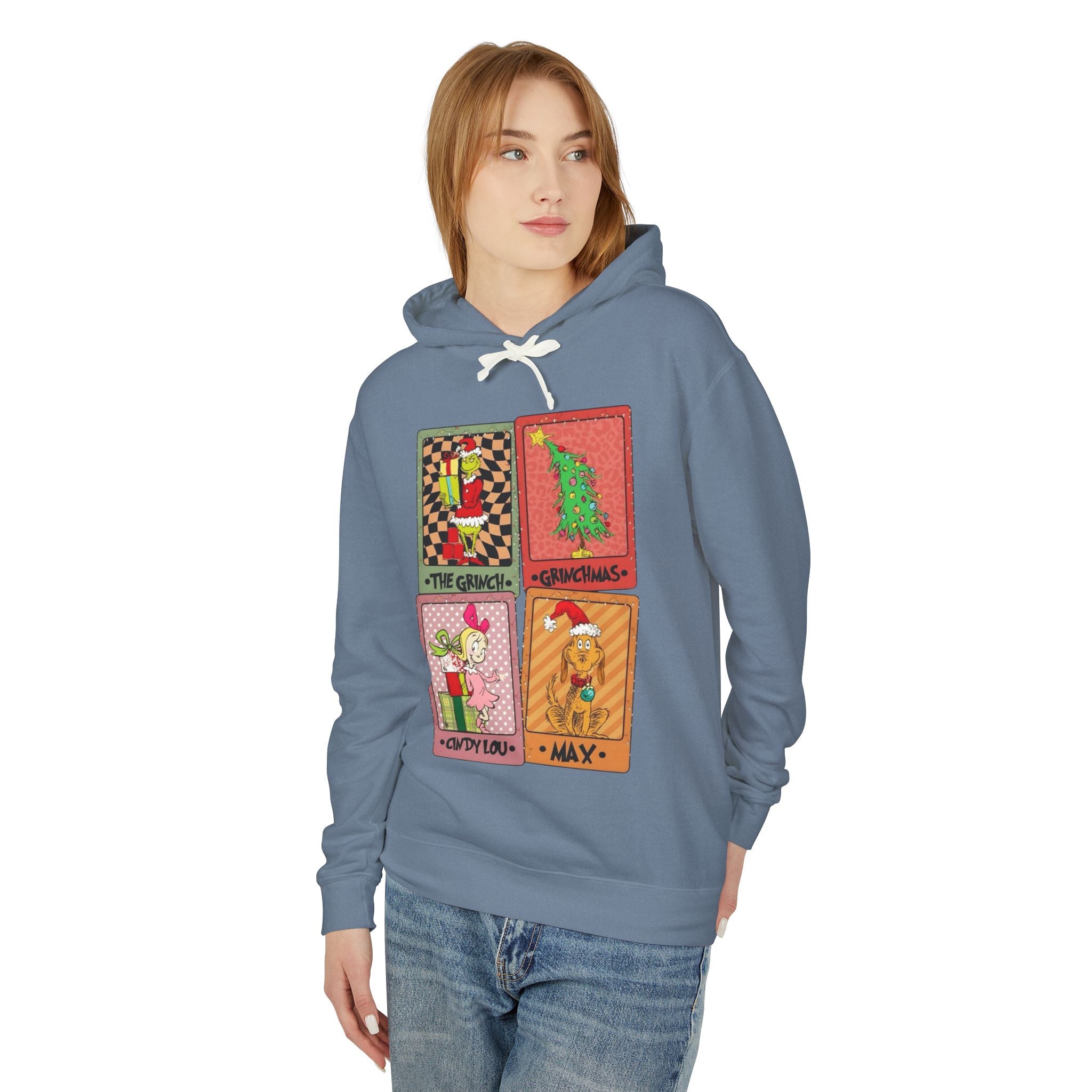 Grinchy Holiday Hoodie  'The Grinch' Christmas Cards Vintage Patch Pullover Cartoon Christmas T-shirts and Sweaters