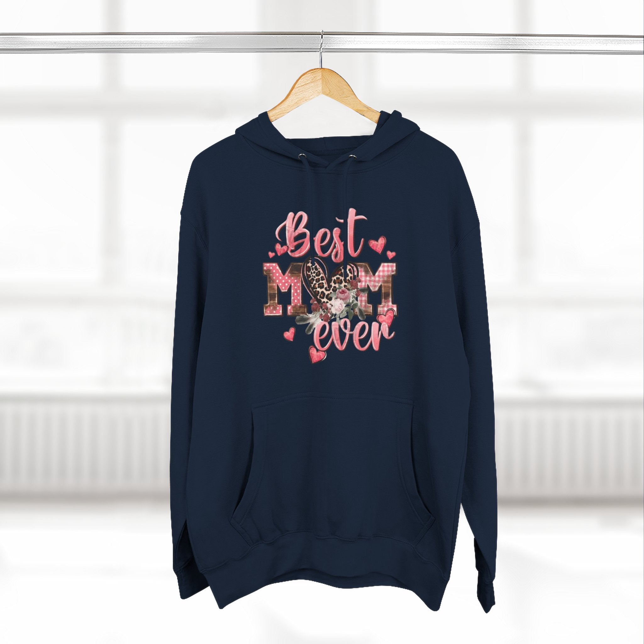 Best Mom Ever Hoodie  Leopard Heart Mother's Day Pullover