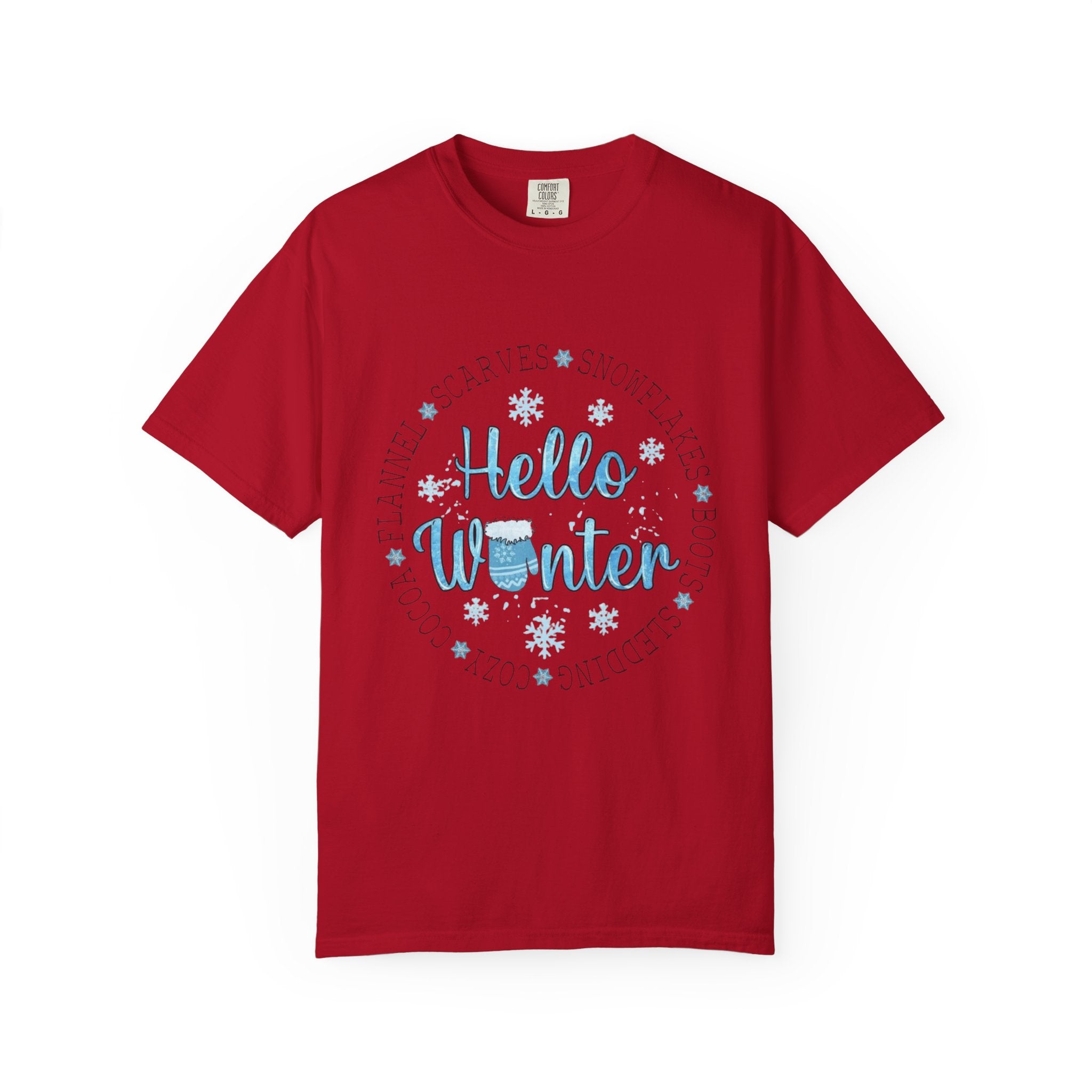 Hello Winter T‑Shirt  Cozy Snowflake Holiday Tee Christmas T-Shirts and Sweatshirts Collection