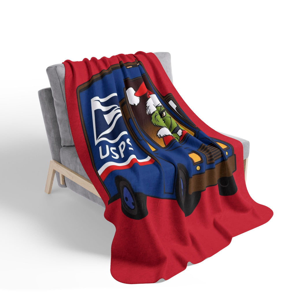 Magical Christmas Cartoon Blanket USPS Grinch Holiday Fleece Sherpa Blanket