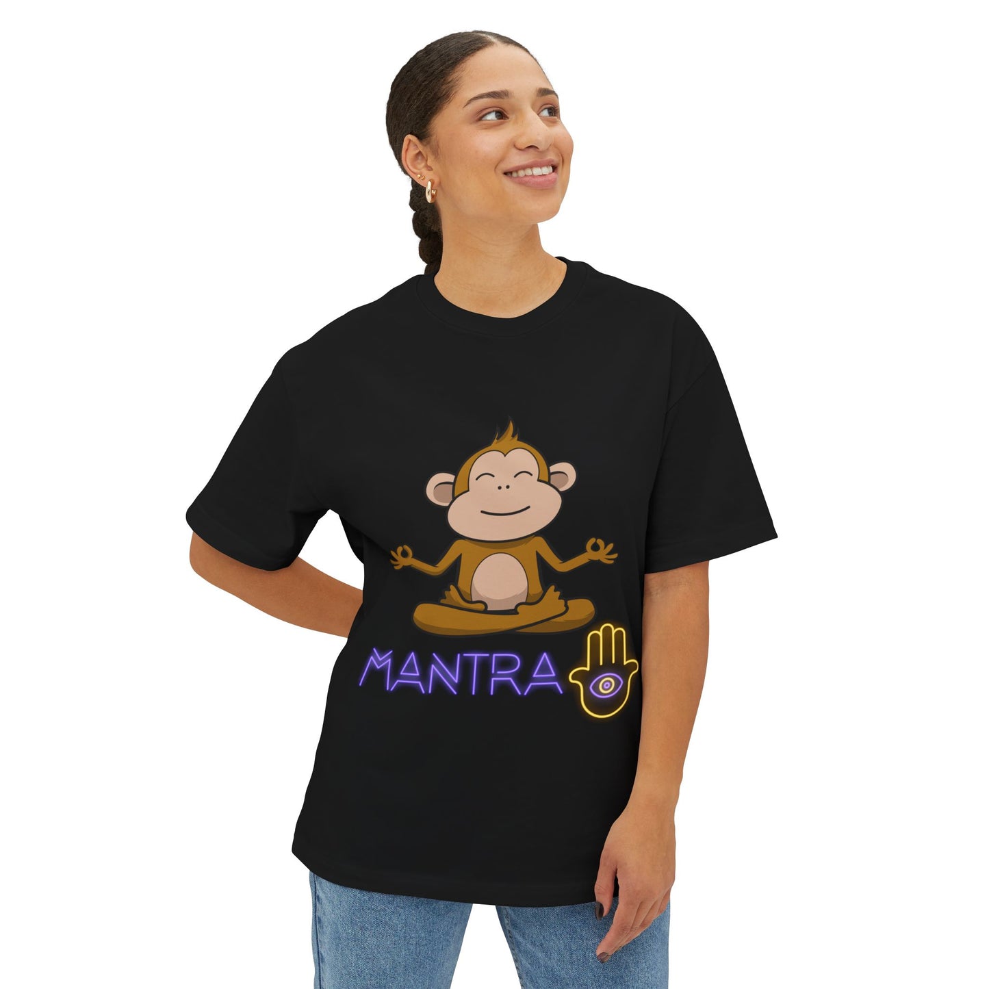 🧘‍♀️ Wear Your Peace. Mindful Monkey Graphic Tee | Unisex Boxy T-Shirt for Yoga Lovers, Gifts for Him/Her, Relaxation Apparel, Meditative Wear, Casual Streetwear