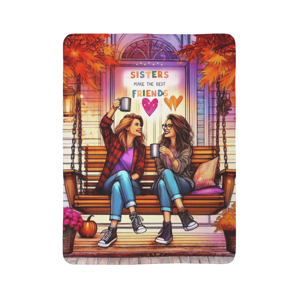 Sisters Make the Best Friends Sherpa Blanket — Cozy Autumn Sister Gift Blanket Gift for Sister