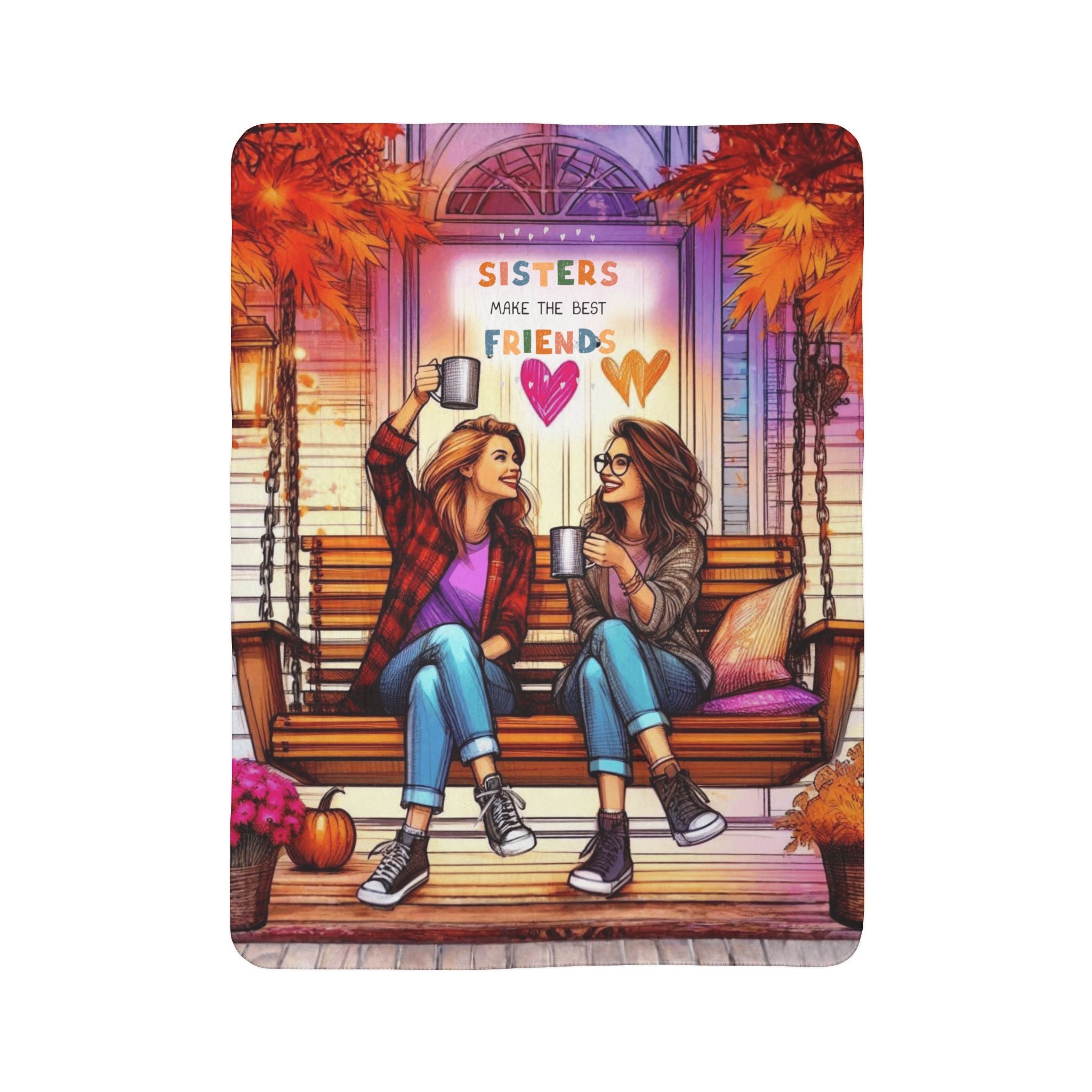 Sisters Make the Best Friends Sherpa Blanket — Cozy Autumn Sister Gift Blanket Gift for Sister