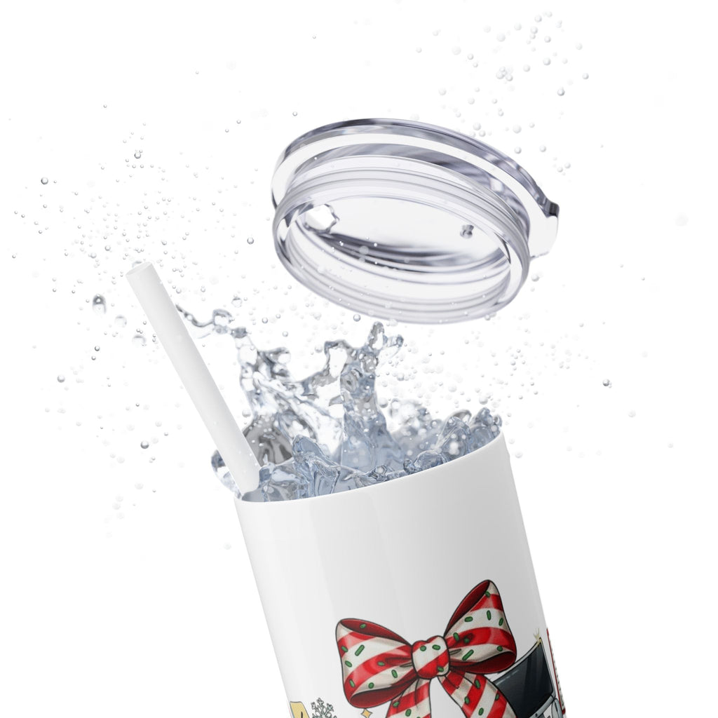 Christmas mug for the office team who keeps everything running smoothly. Candy Cane Christmas Office Secret Santa Design, 20oz with Straw