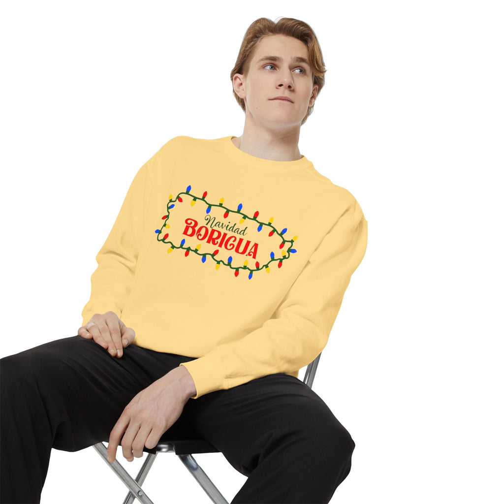 Navidad Boricua Sweatshirt — Puerto Rican Holiday Sweater with Christmas Lights