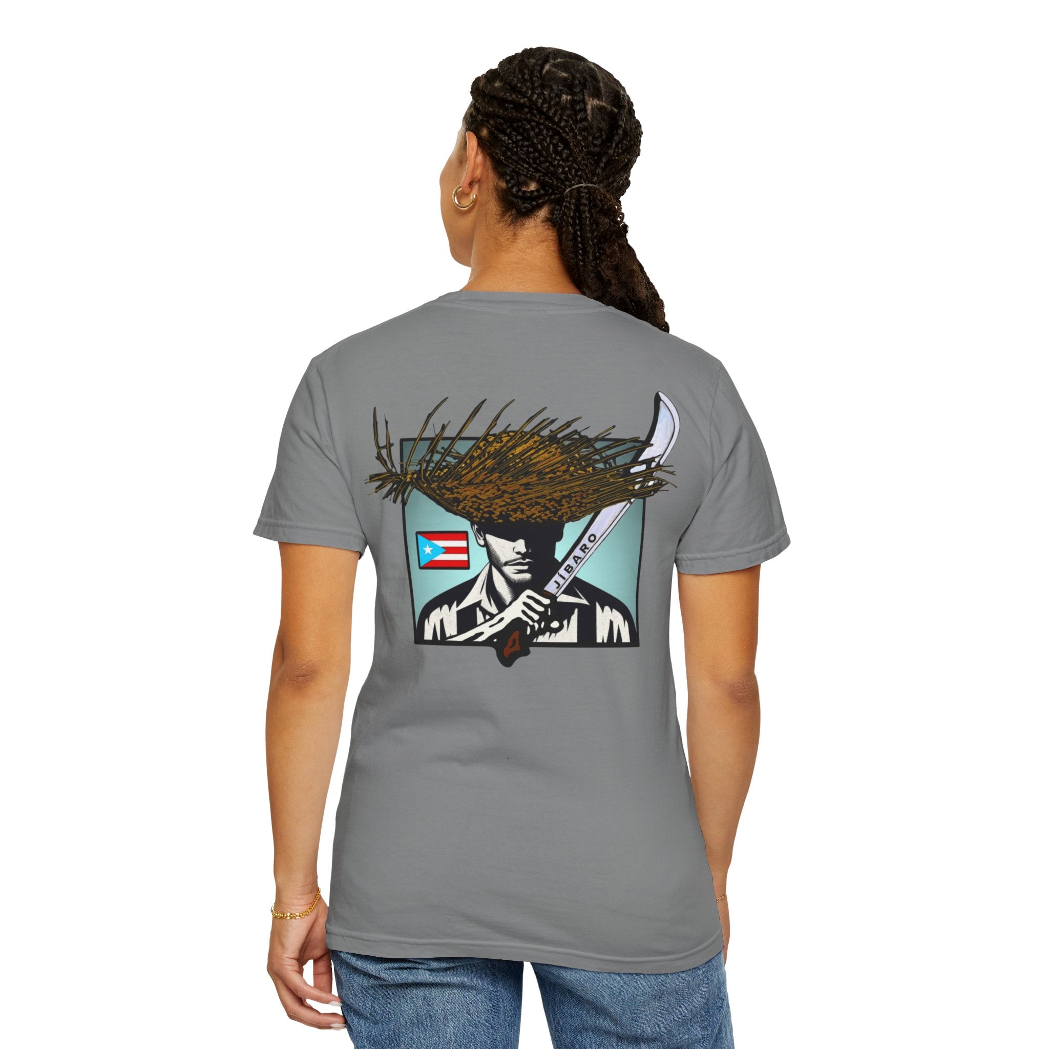 T-Shirt  "Jíbaro" Puerto Rican Heritage Tee (Back Machete  Sombrero de Paja Design) Puerto Rico’s Navidades