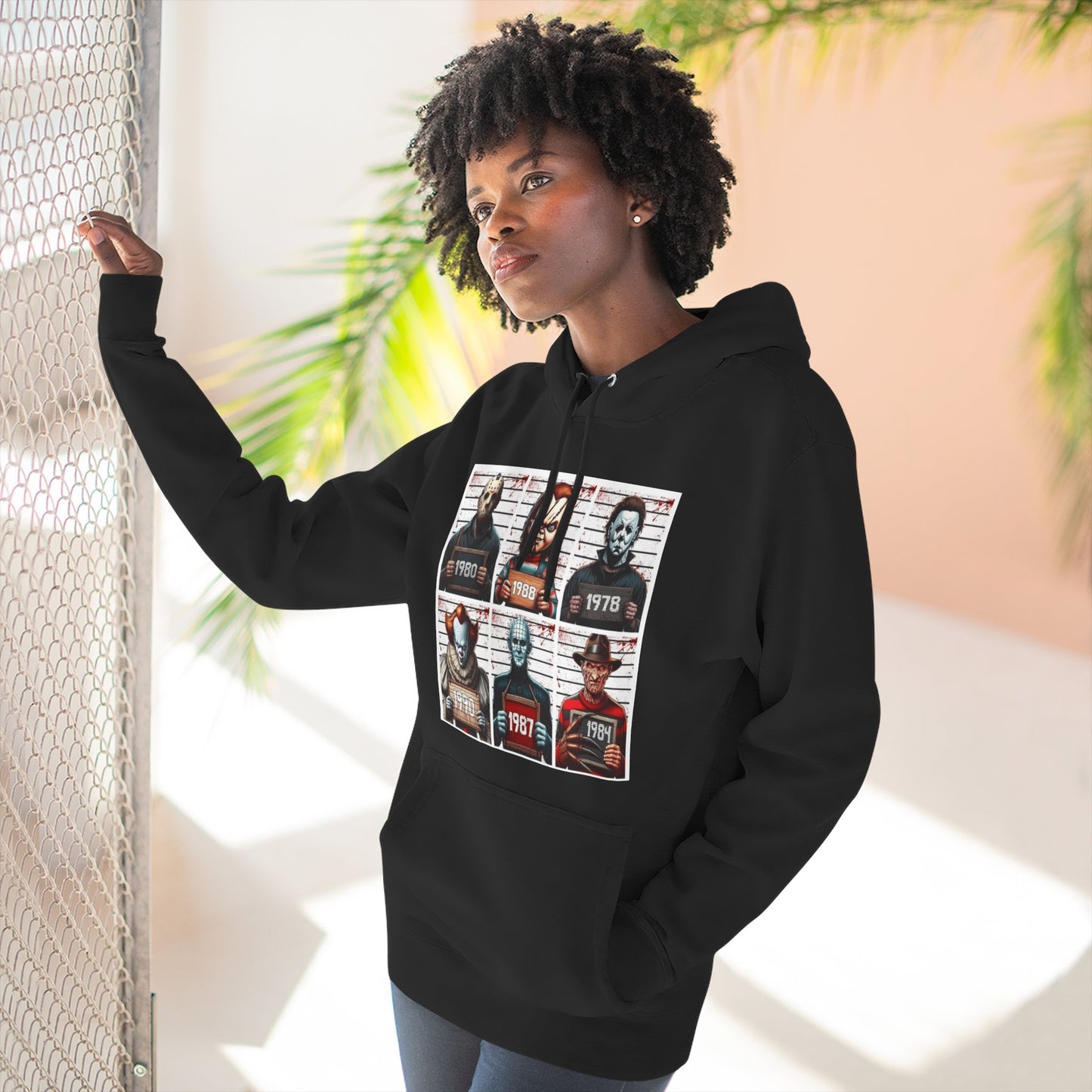 Spooky Vibes Only Halloween Sweater Retro Horror Movie Three-Panel Fleece Hoodie, Halloween Gift, Cozy Sweatshirt, Movie Lover Apparel, Vintage Movie Merchandise