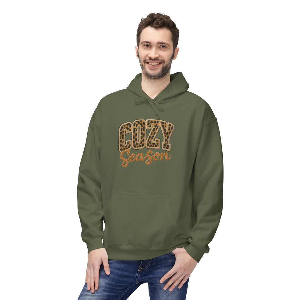 Cozy Season Leopard Hoodie — Fall Winter Graphic Pullover