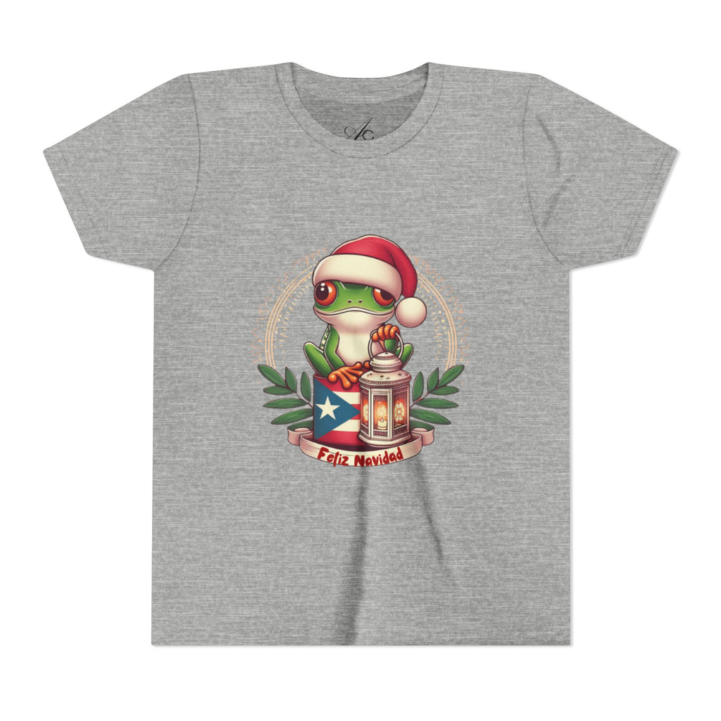 Kids Tee Cute Frog with Puerto Rican Flag & Lantern (Feliz Navidad)