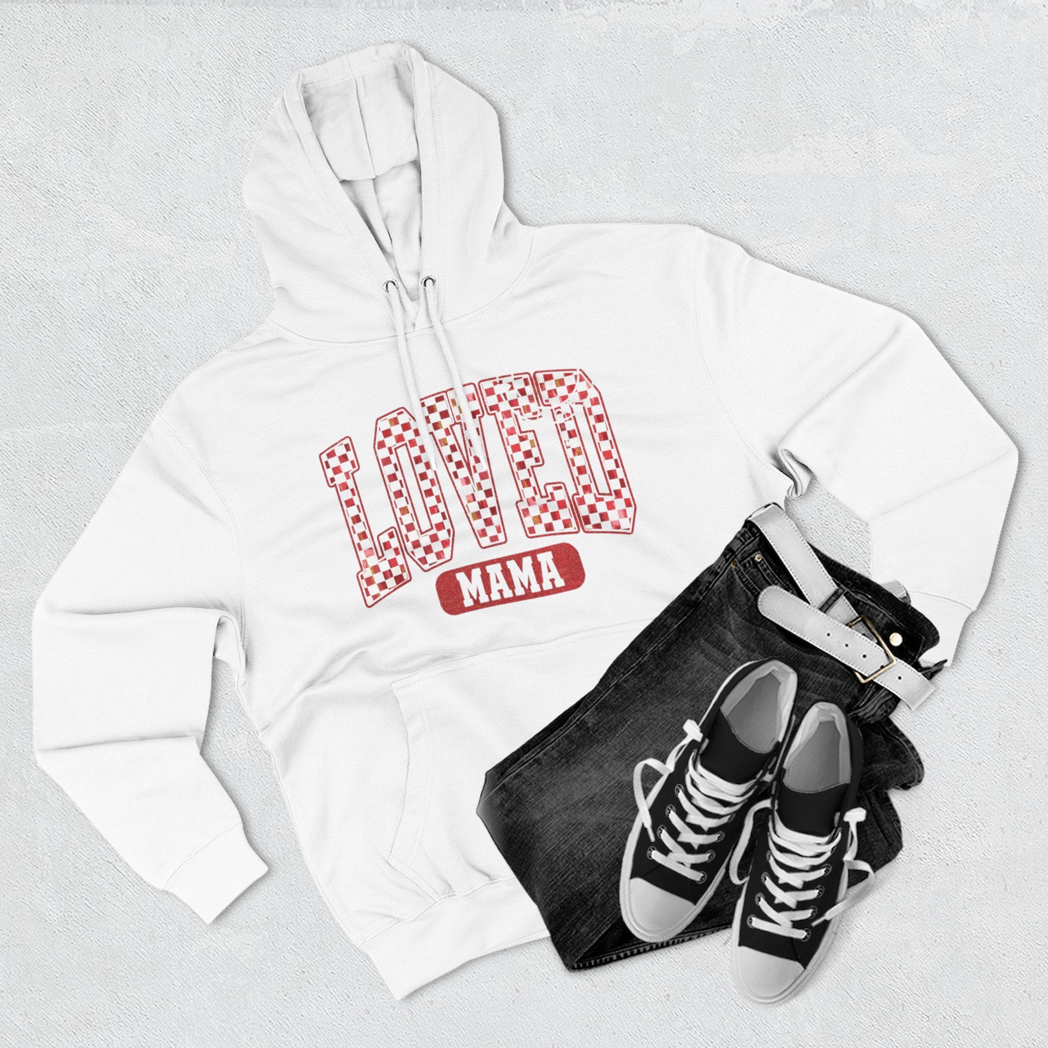 Hoodie  Loved Mama Checkerboard Graphic Hoodie