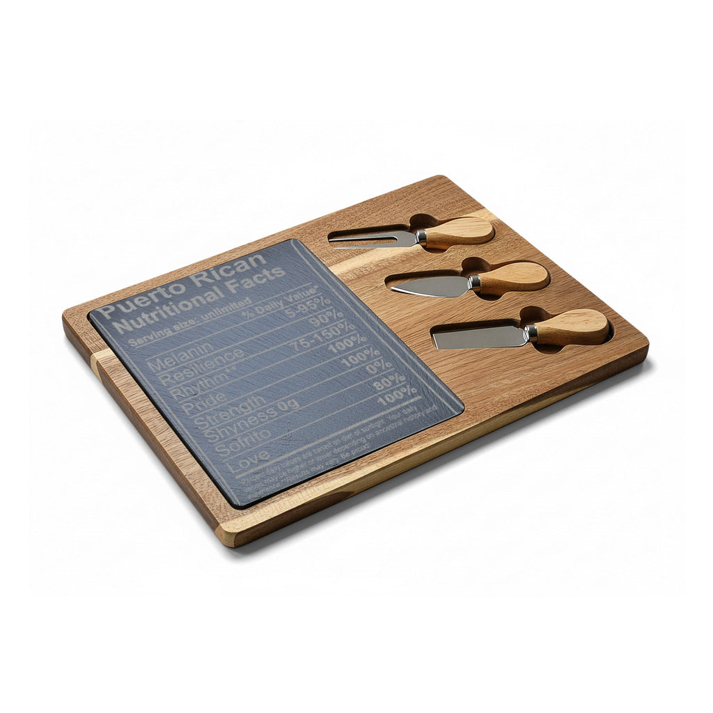 Puerto Rican Nutritional Facts Engraved Charcuterie Board