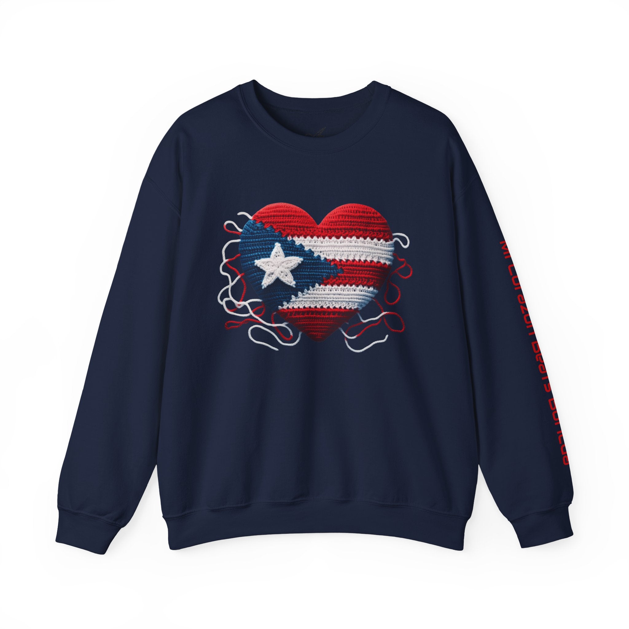 Puerto Rico Heart Crewneck Sweatshirt  Puerto Rican Flag Heart Knit Design