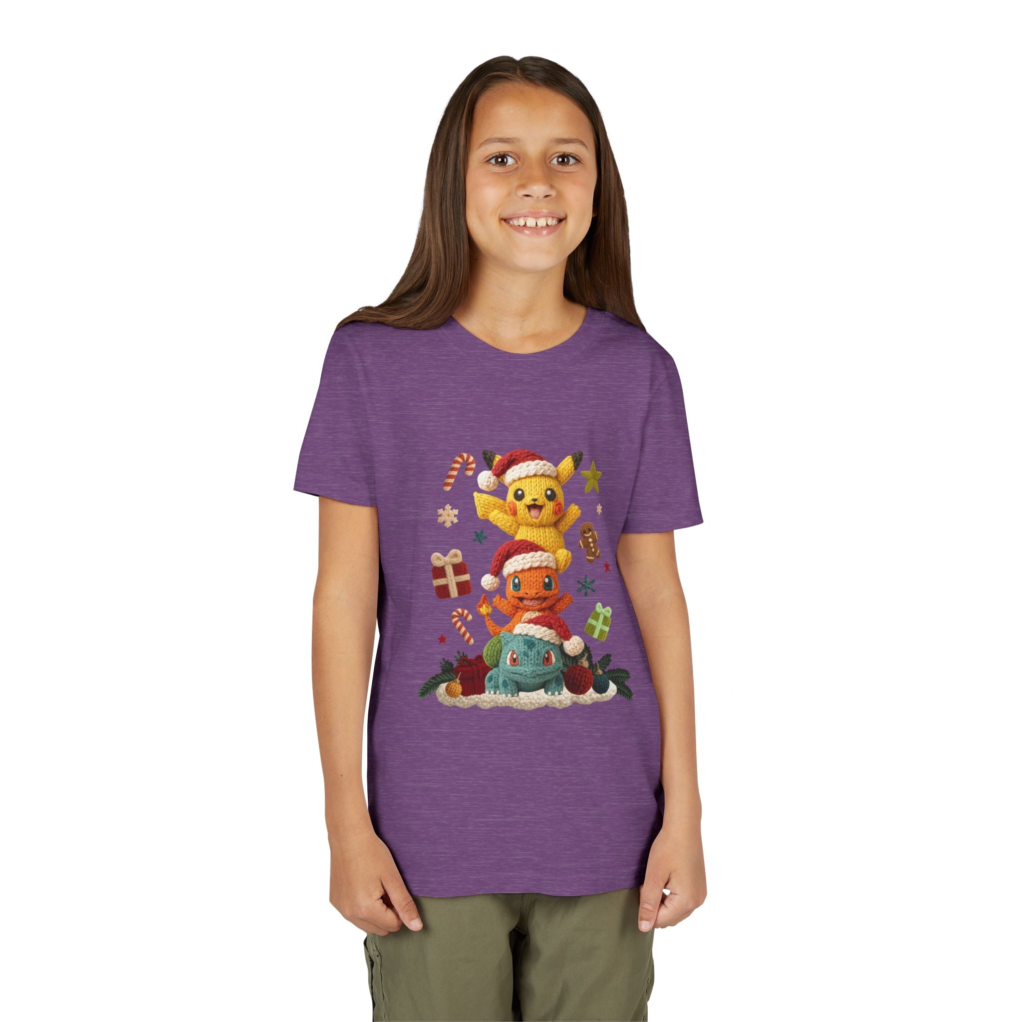 Kids Holiday Tee  Cute Stacked cartoon Characters Christmas Design