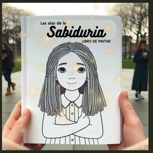 LAS ALAS DE LA SABIDURIA: APRENDIENDO A QUERERTE LIBRO DE PINTAR (Spanish Edition)
Portada de Las Alas de la Sabiduría – libro de colorear español
Ilustración con frase inspiradora parcialmente coloreada
Mujer coloreando en libro de autoestima y sanación
Detalle de dibujo con lápices de colores y fondo relajante