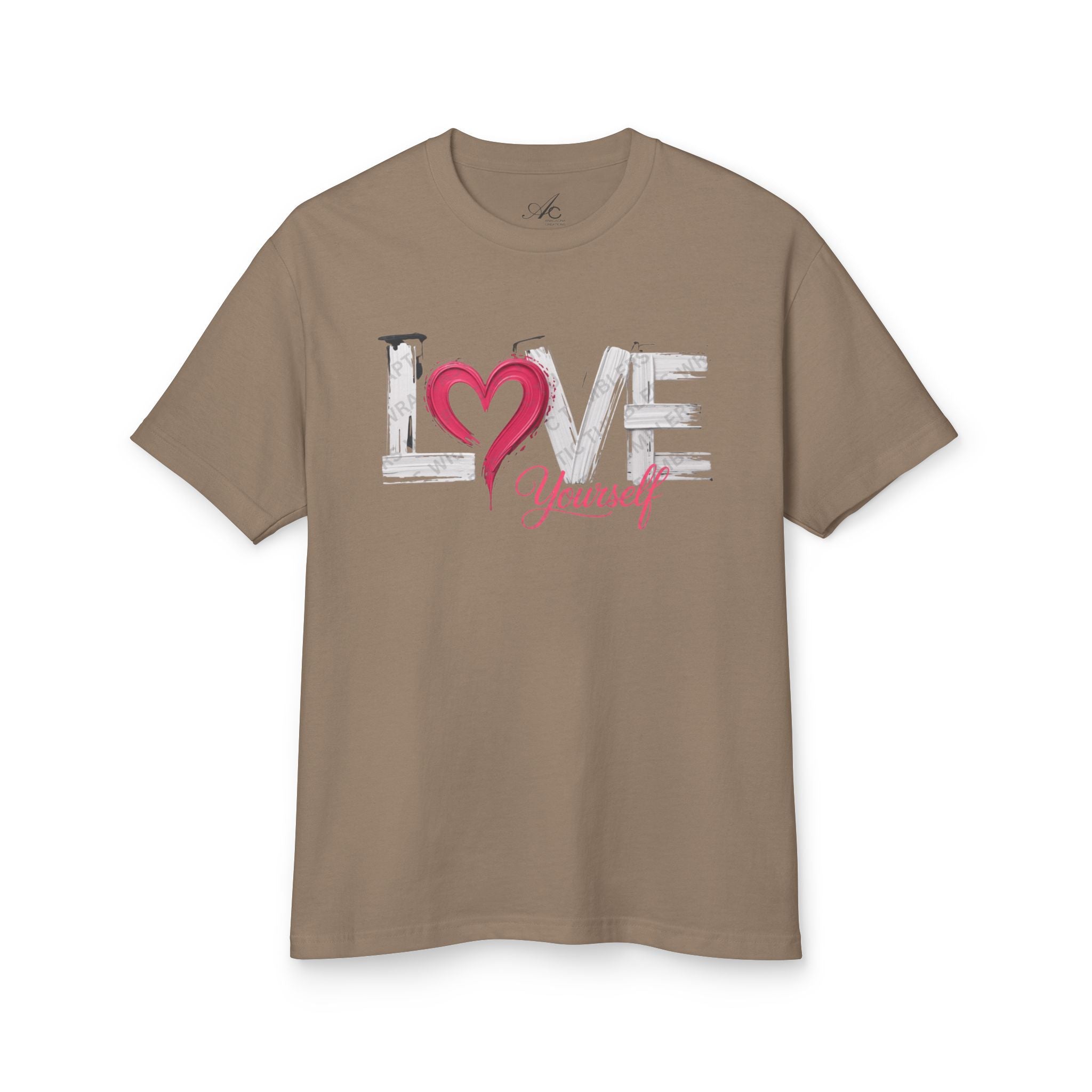 Love Yourself Graphic Tee  Heart Typography Self-Love Shirt