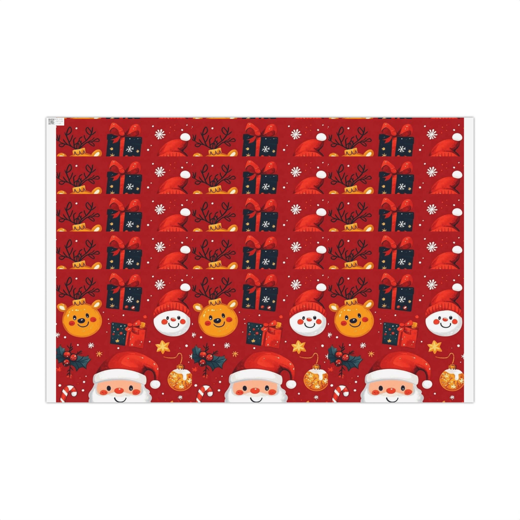Christmas Wrapping Paper - Santa, Snowman & Reindeer Holiday Gift Wrap Festive Wrapping Paper