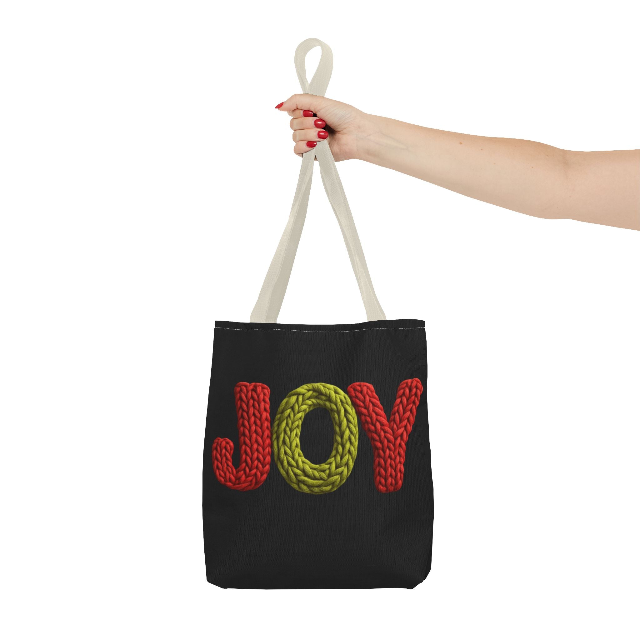 Christmas Tote Bag  Festive Holiday DesigJoy Knit Tote Bag  Colorful 'JOY' Yarn Design, Cozy Holiday Gift Tote