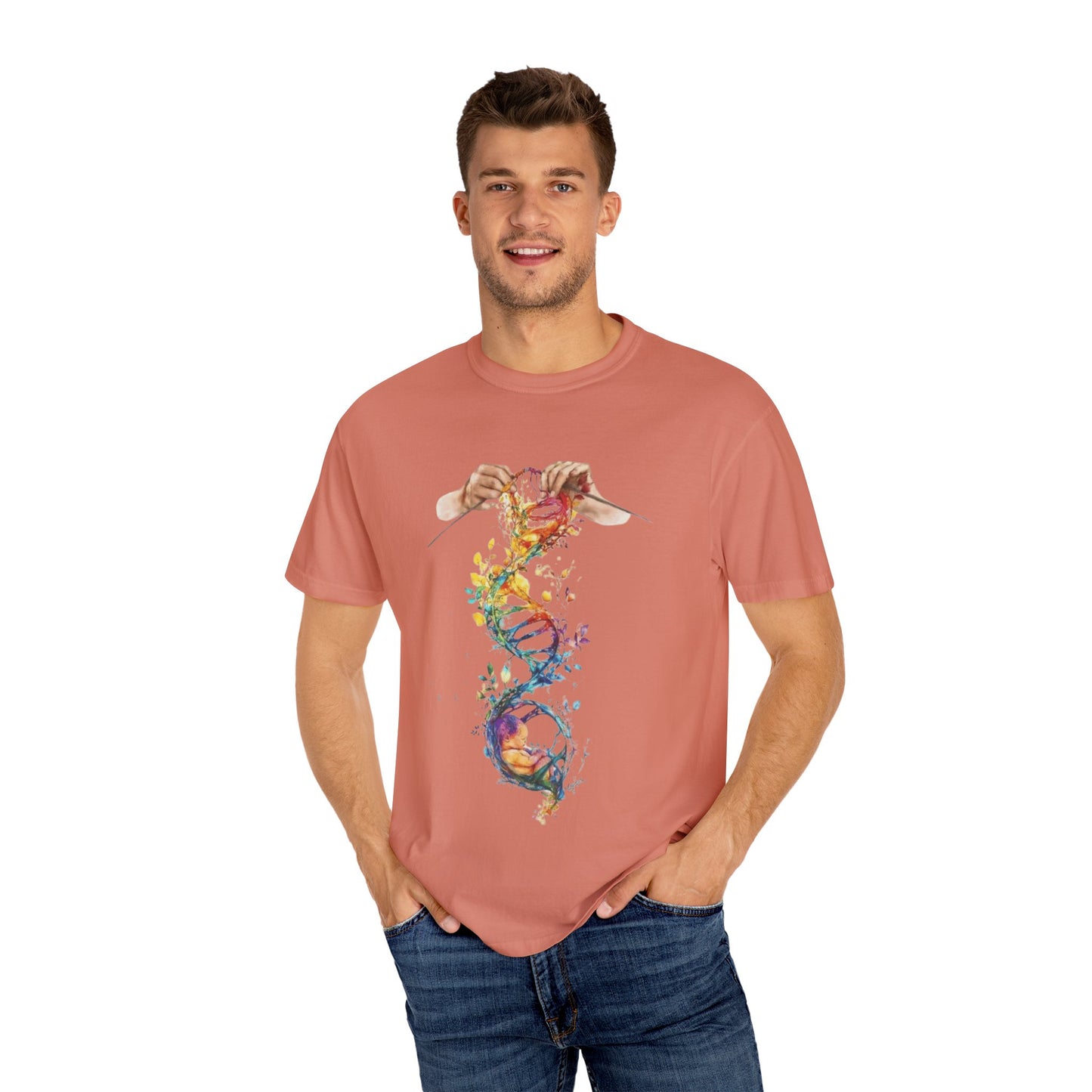 👚 Soft. Stylish. Mom-approved. Order now and gift her something she'll actually wear! Colorful DNA Art Unisex T-shirt, Science Tee, Creative Garment, Gift for Scientists,