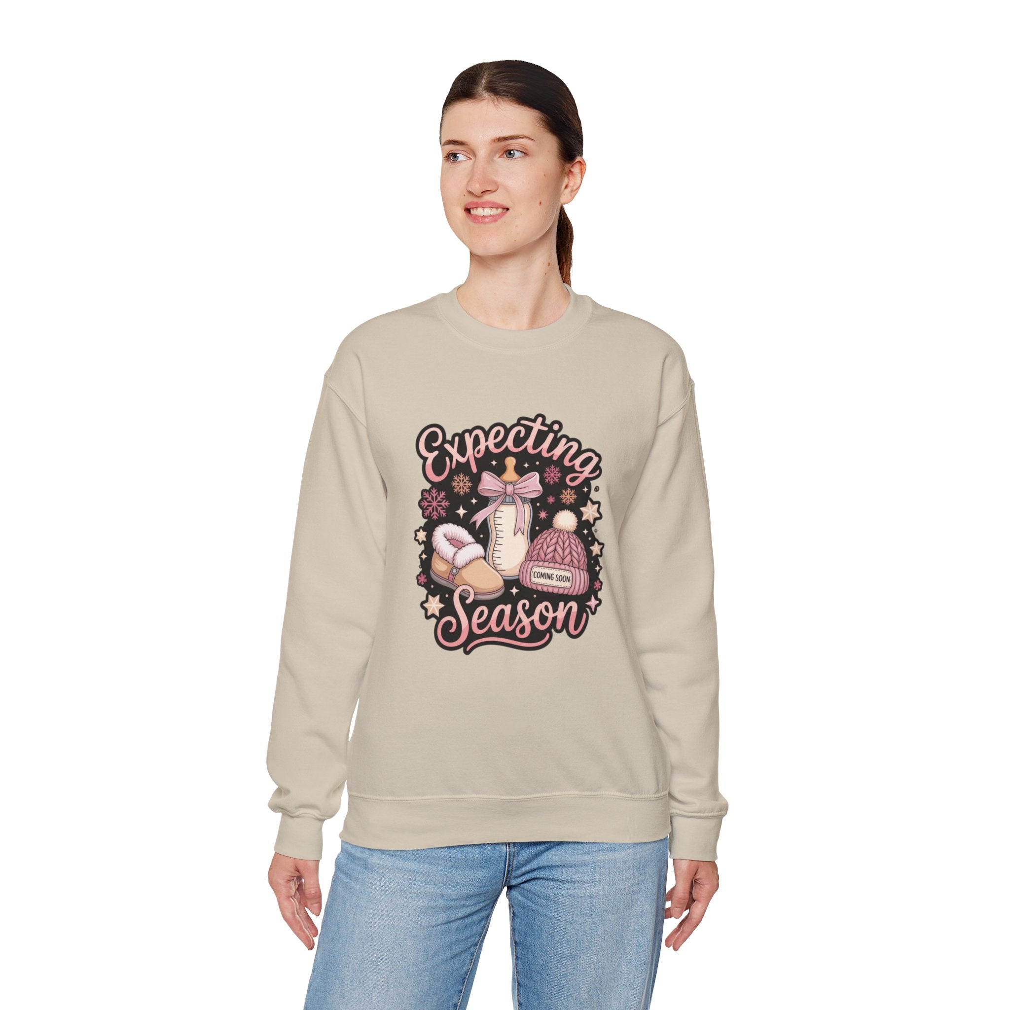 Expecting Season Sweatshirt  Cute Pregnancy Announcement Pullover Cartoon Christmas T-shirts and Sweaters