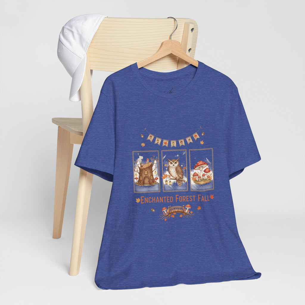 Enchanted Forest Fall Tee, Cute Owl Shirt, Autumn Graphic Tee, Nature Lover Gift, Cozy Fall Apparel, Wildlife T-Shirt, Unisex Fall Top