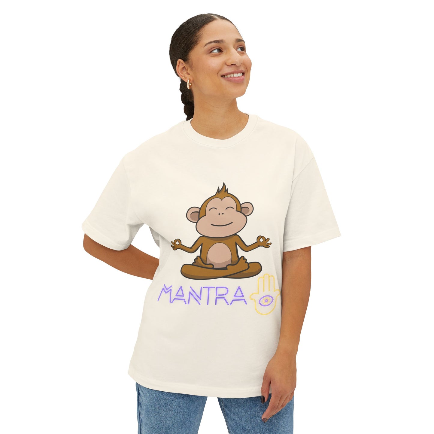 🧘‍♀️ Wear Your Peace. Mindful Monkey Graphic Tee | Unisex Boxy T-Shirt for Yoga Lovers, Gifts for Him/Her, Relaxation Apparel, Meditative Wear, Casual Streetwear