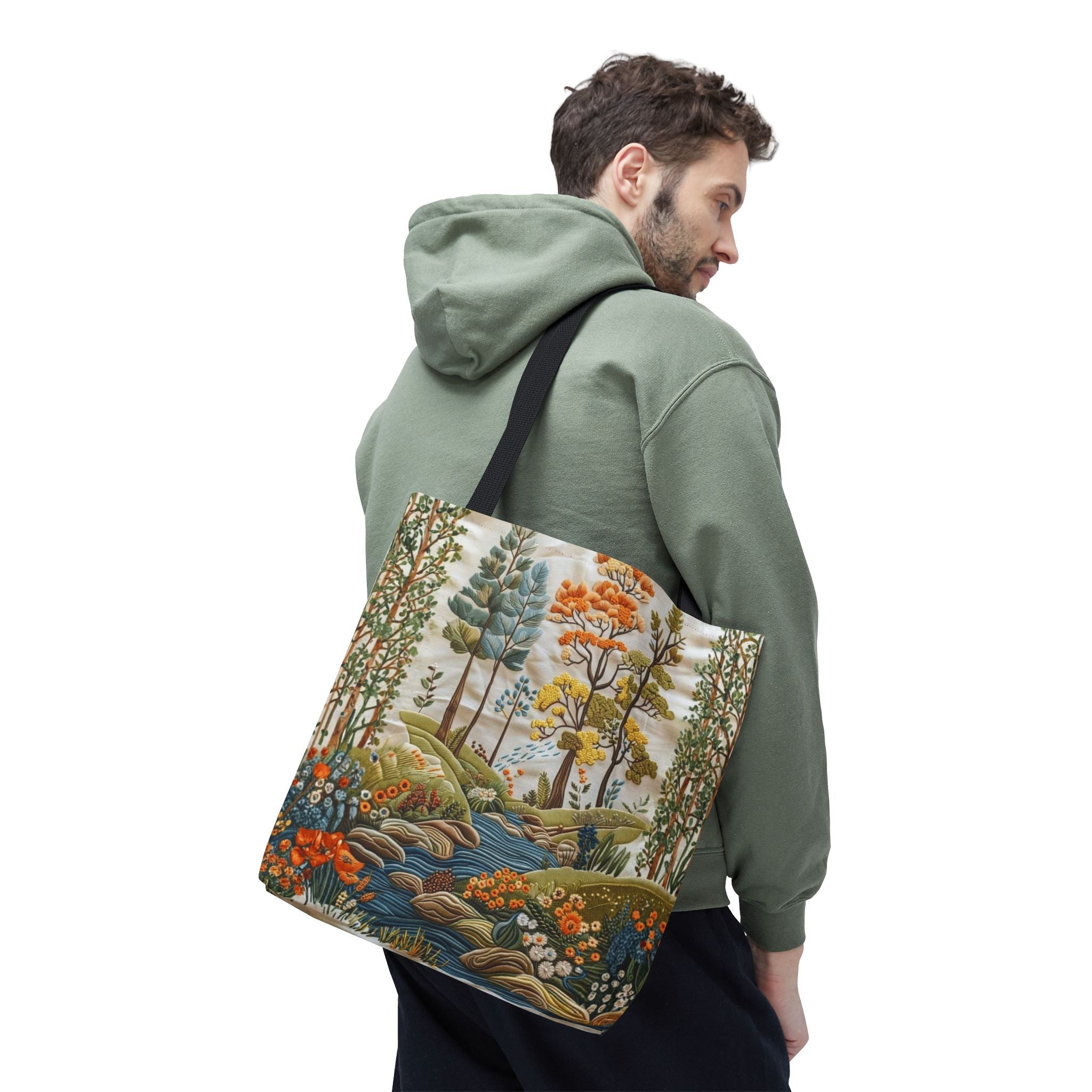 Scenic Meadow Tote Crochet-Decorated Tote Bags