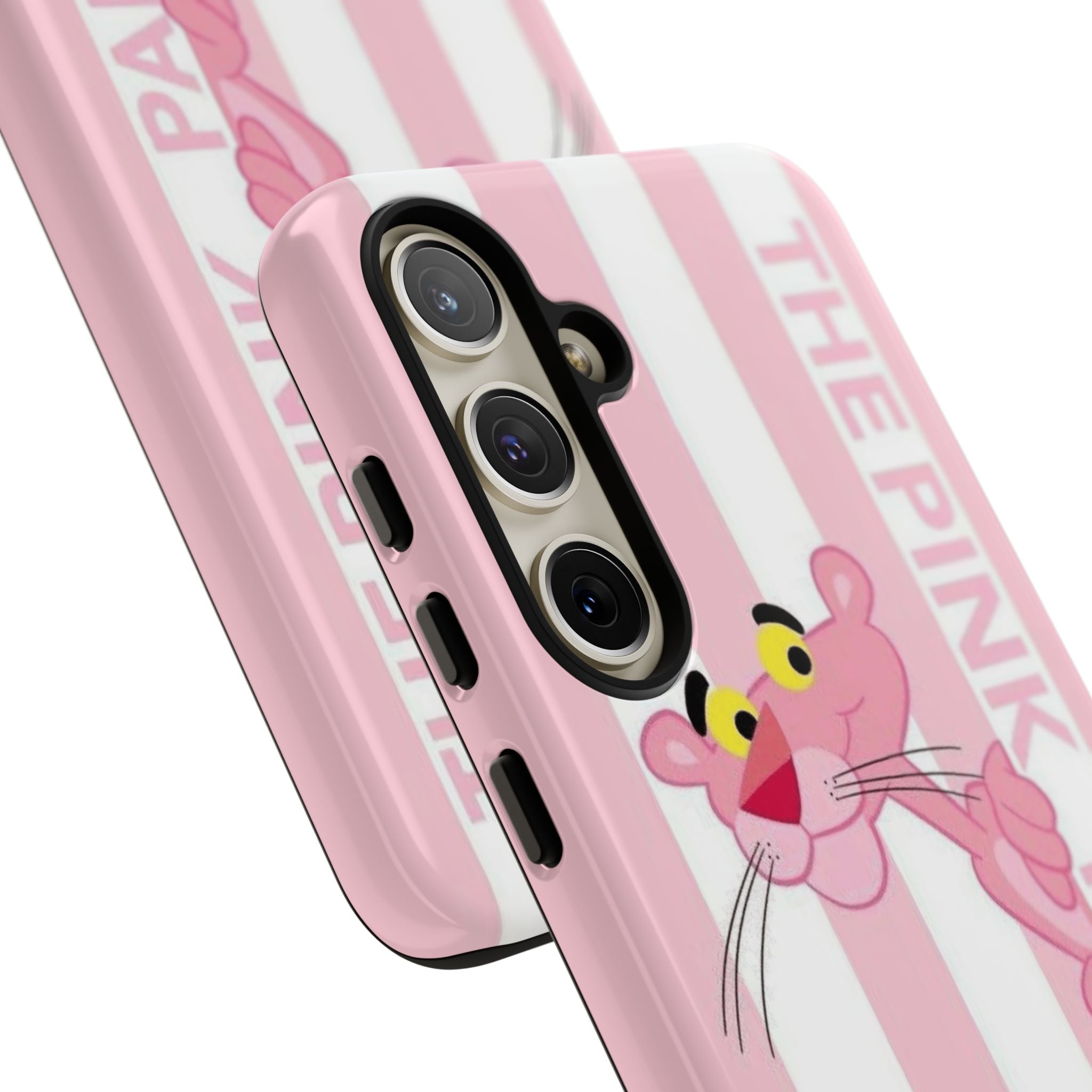 Pink Panther Tough Case Retro Striped Phone Case with "The Pink Panther" Design