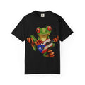 Where Boricua Meets Funky Guitar Frog T-Shirt, , Music Lover Gift, Cool Animal T-Shirt, Summer Style, Lightweight Apparel