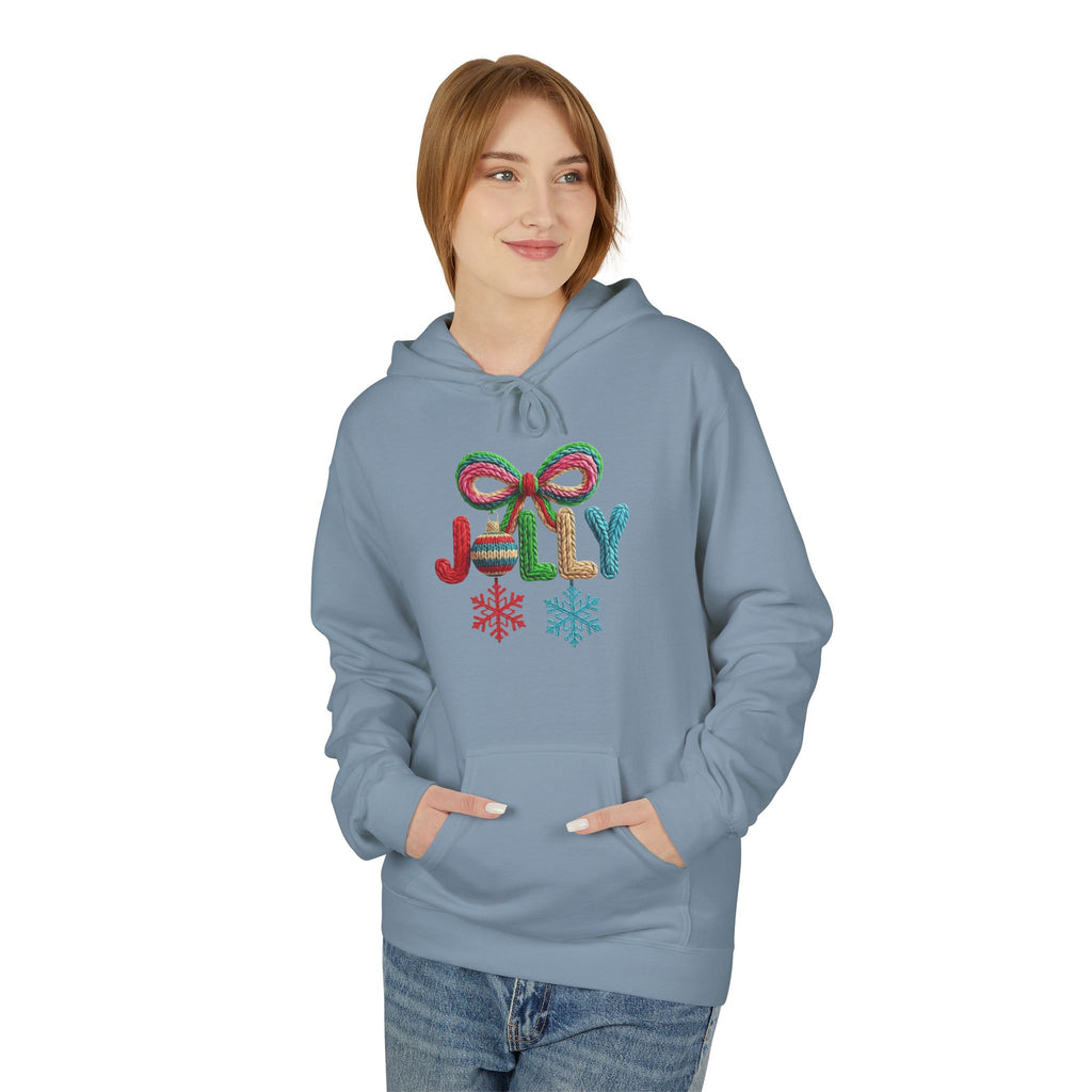 Jolly Candy Cane Holiday Hoodie — "JOLLY" Festive Sweatshirt