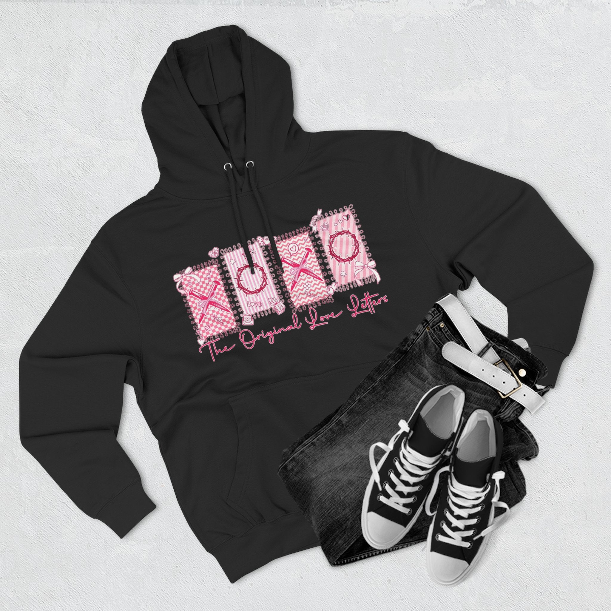 Hoodie  Pink XOXO Three Panel Love Letters Fleece Hoodie