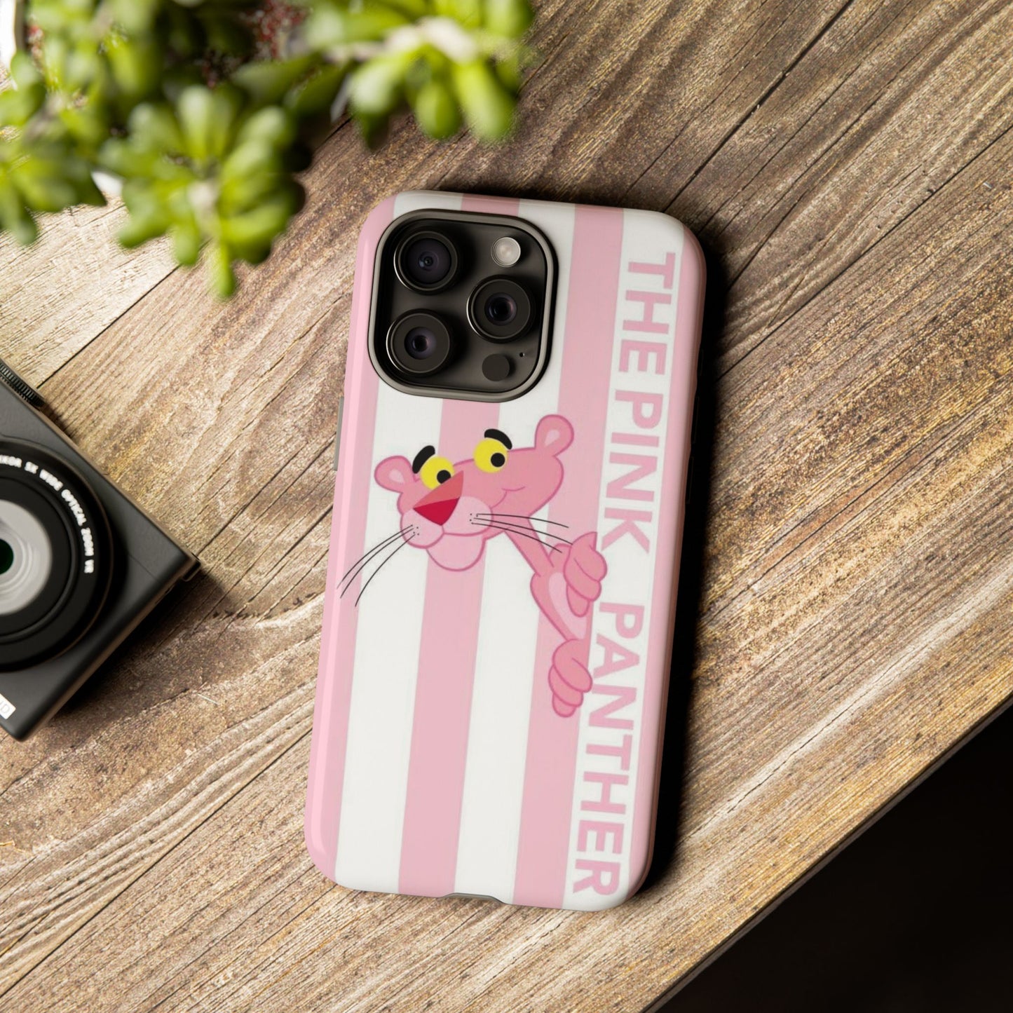 Pink Panther Tough Case Retro Striped Phone Case with "The Pink Panther" Design